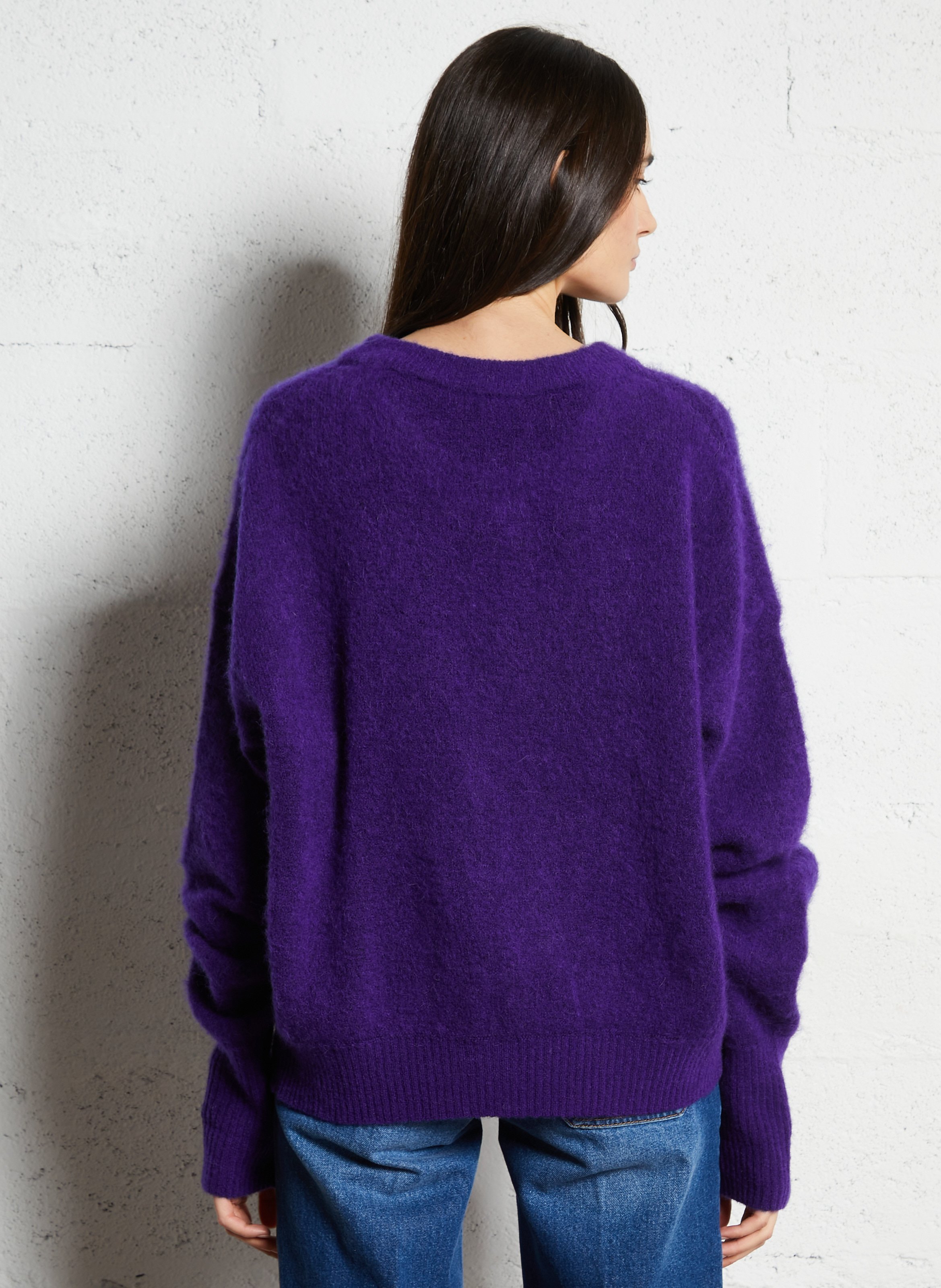 Pull ample col rond en laine mélangée AMERICAN VINTAGE Violet