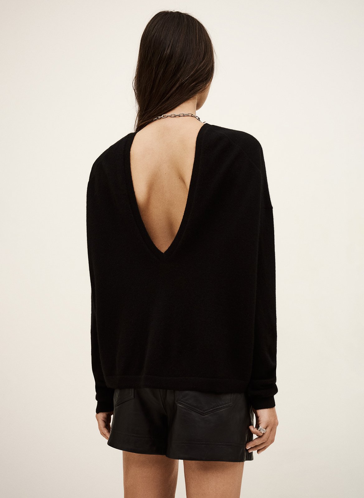 Kasjmier trui met V-hals BA&SH Zwart