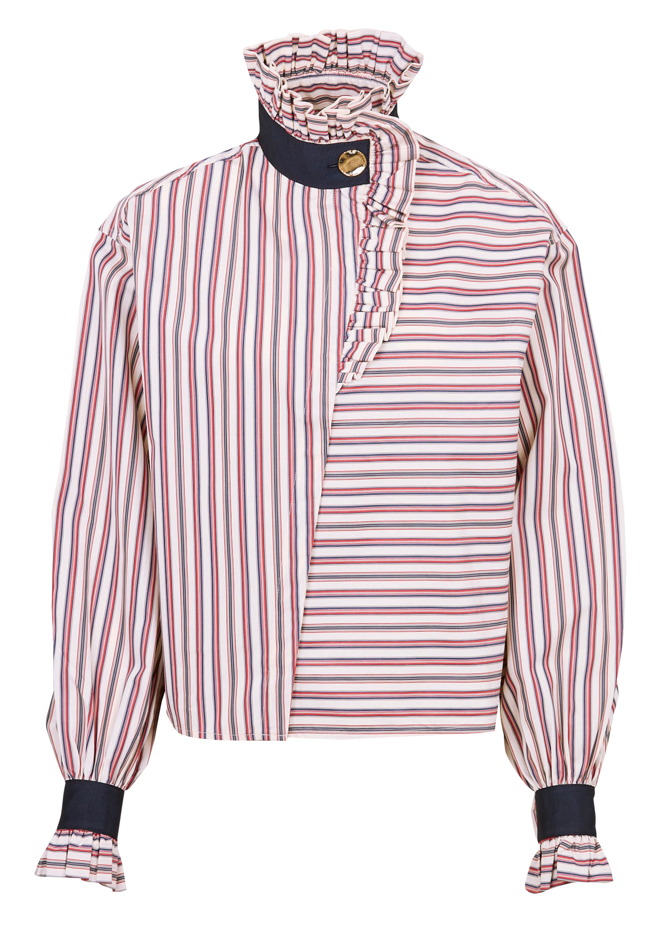 Chemise col volanté en coton organique THE LABEL EDITION Multicolore