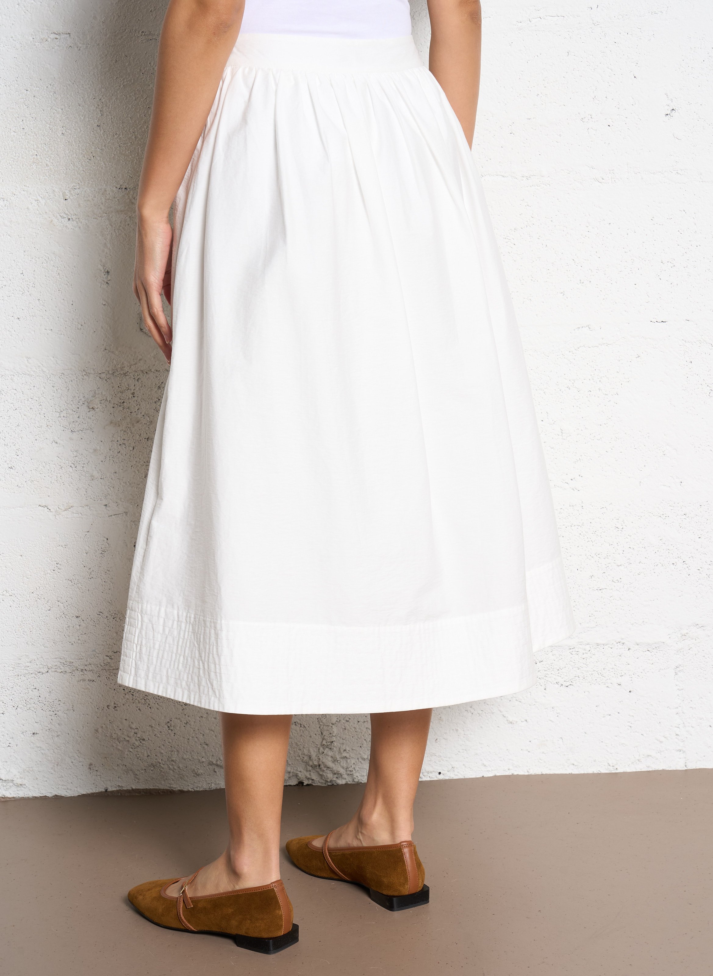Weit geschnittener Midi-Rock SUNCOO Weiss