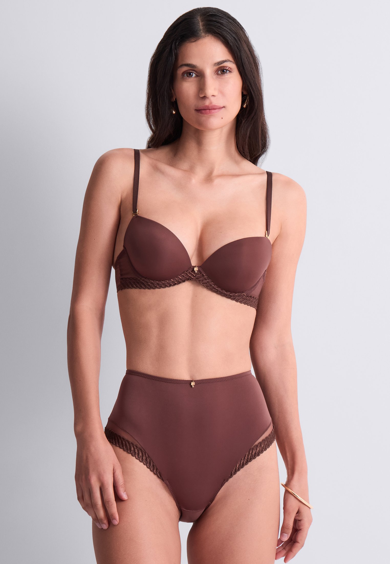 High-waisted lace panties AUBADE Brown