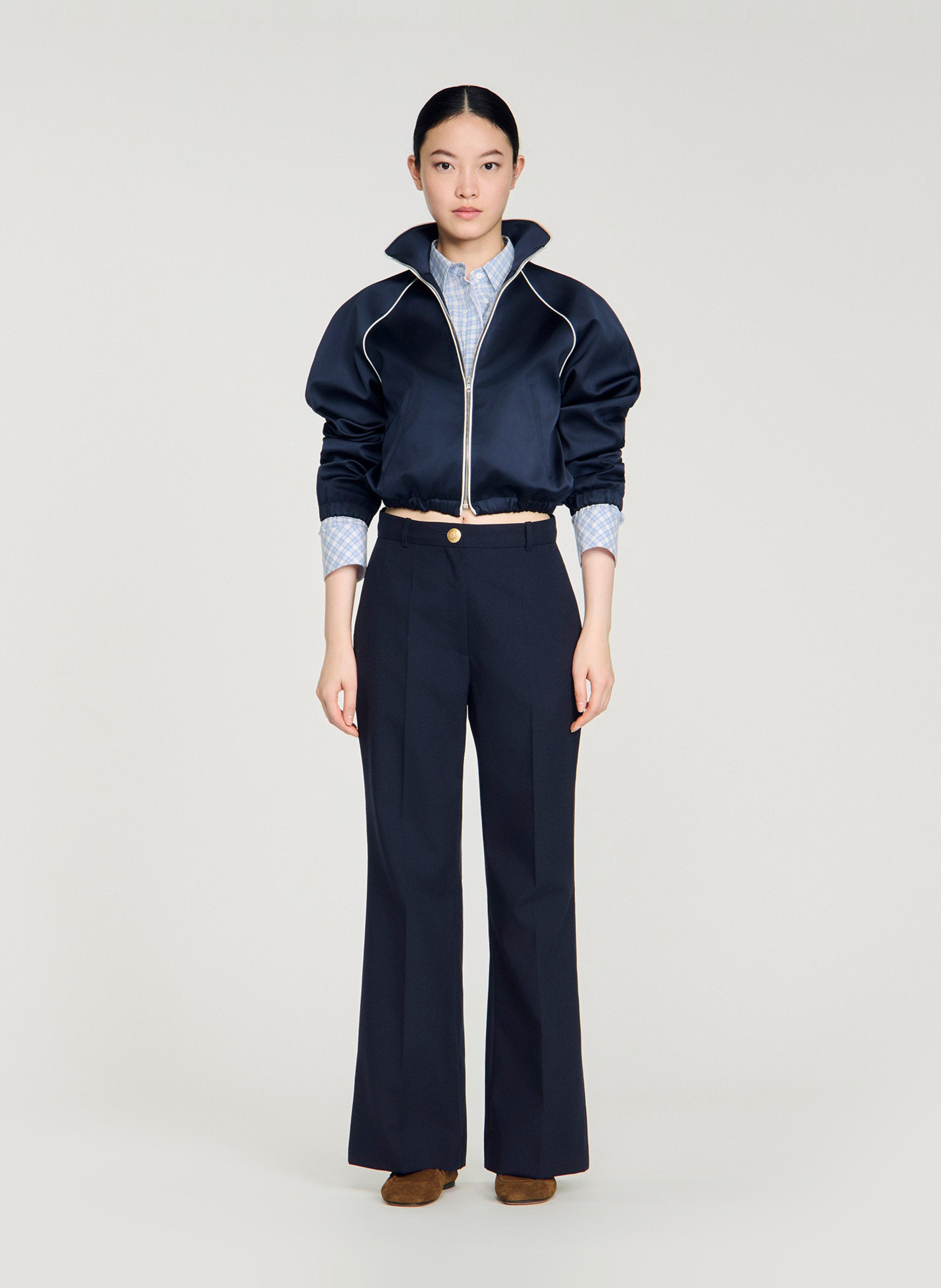 Declic wool-blend loose-fit trousers SANDRO Blue