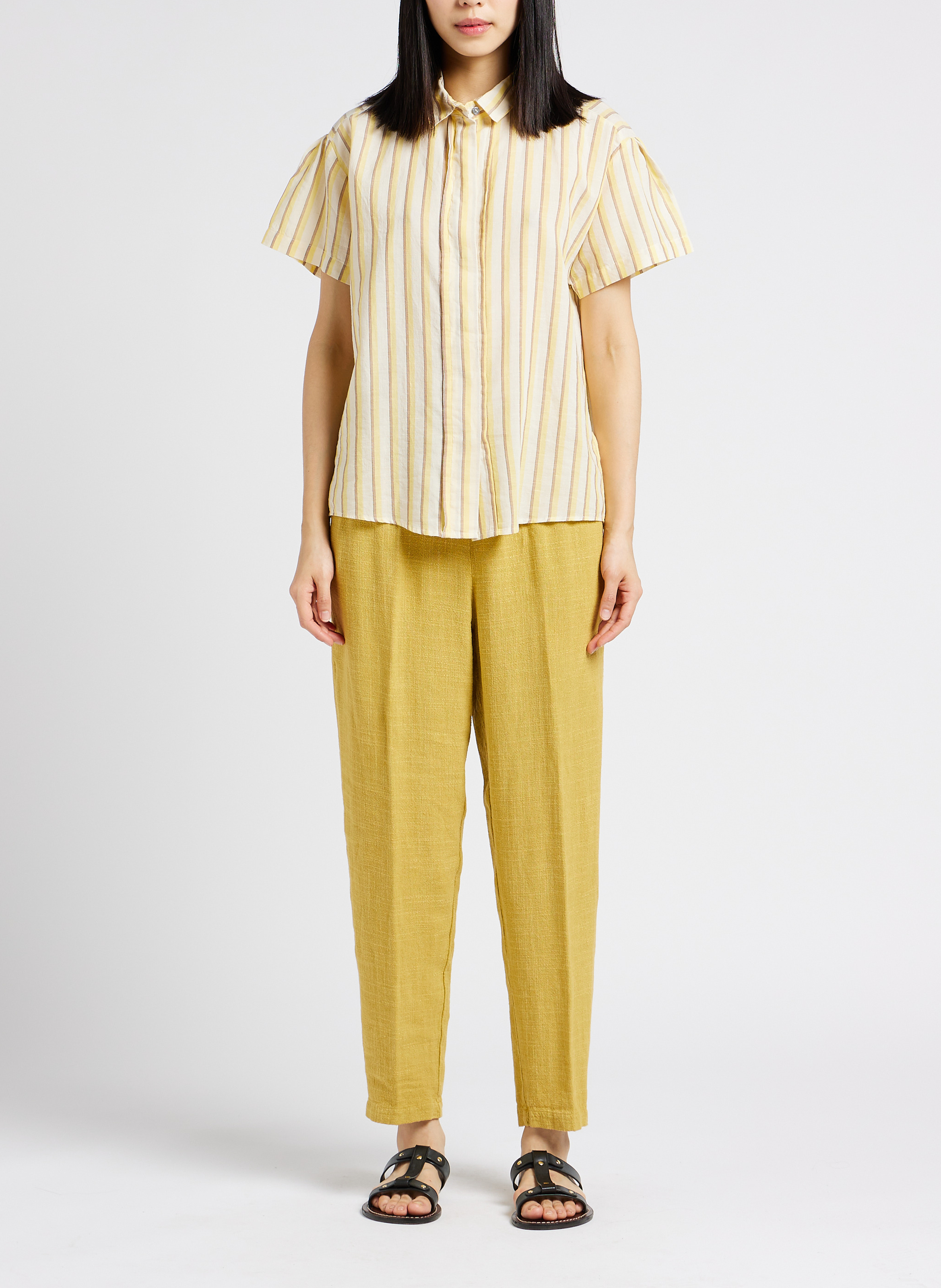 Ruimvallend overhemd met klassieke kraag | katoenblend POMANDERE Gestreepte