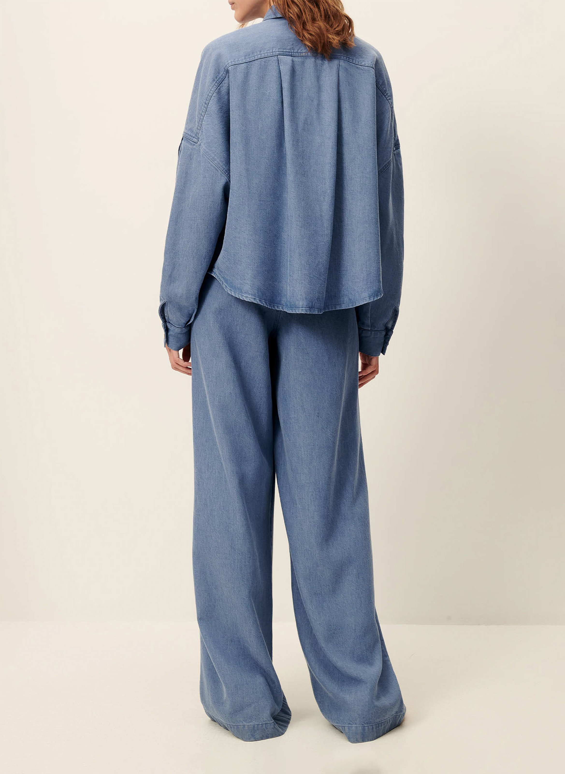 Oversized shirt with classic collar SESSUN Blue