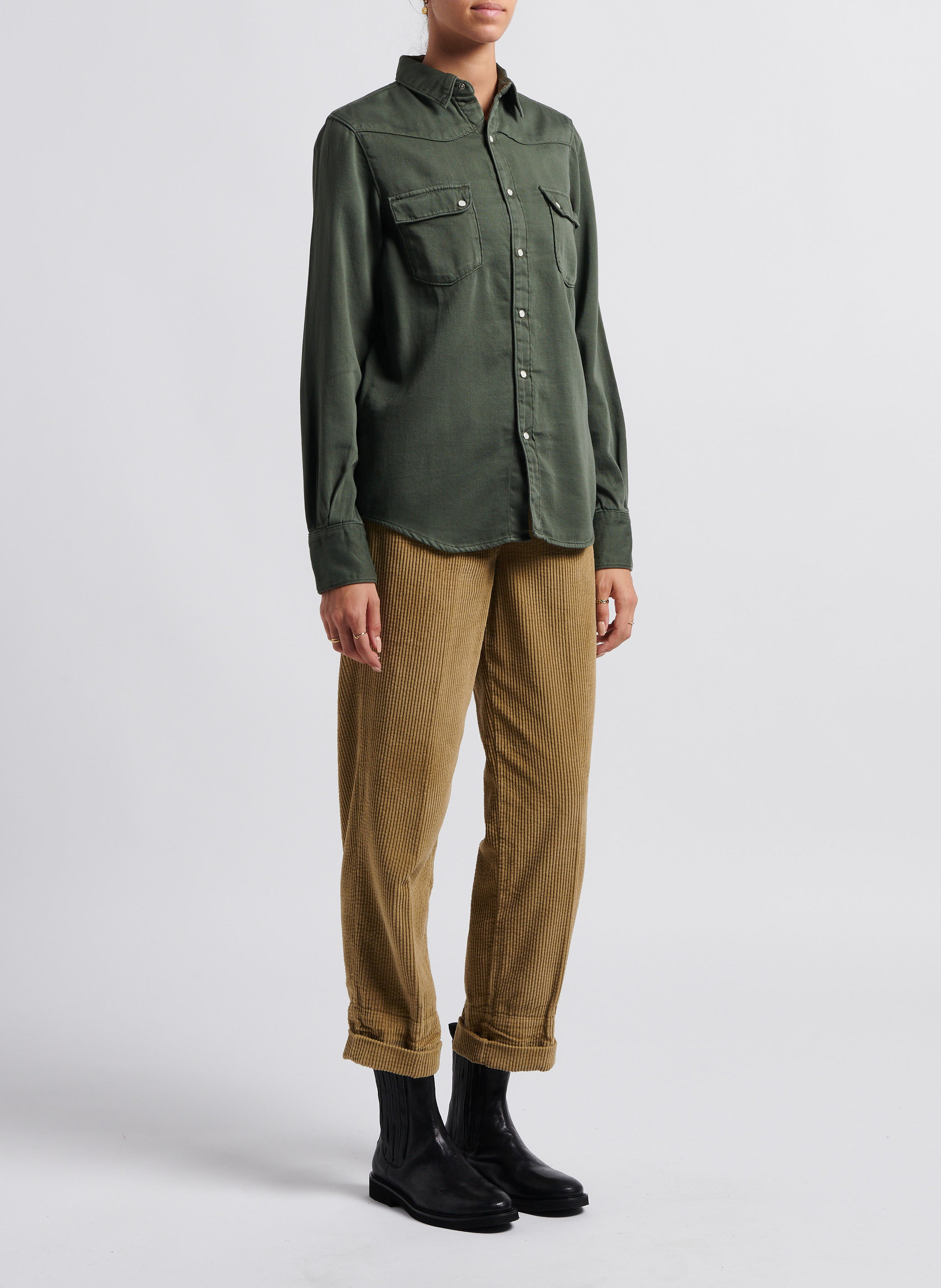 Chemise droite col classique en coton ACQUAVERDE Vert