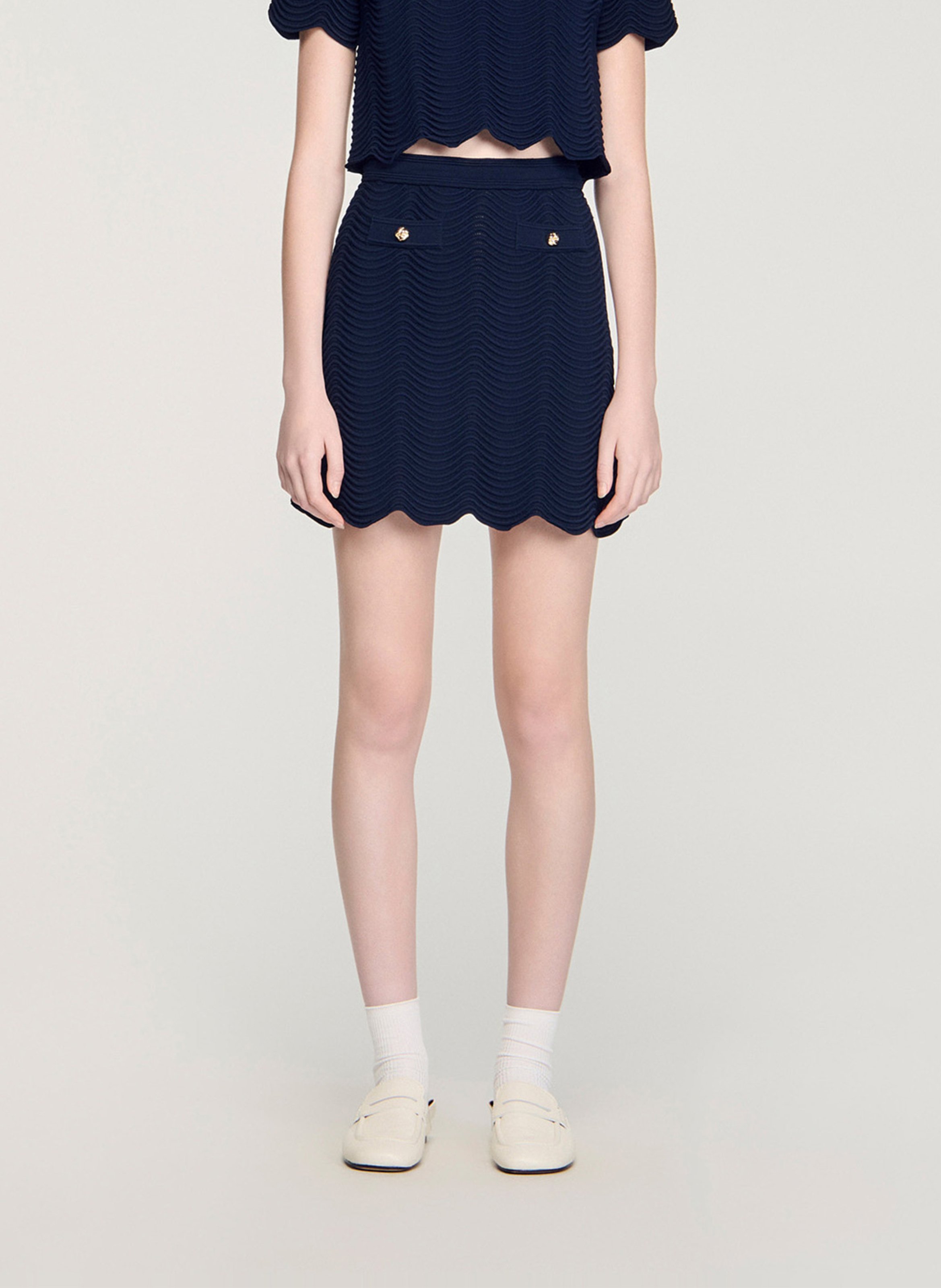 Jupe courte en jacquard SANDRO Bleu