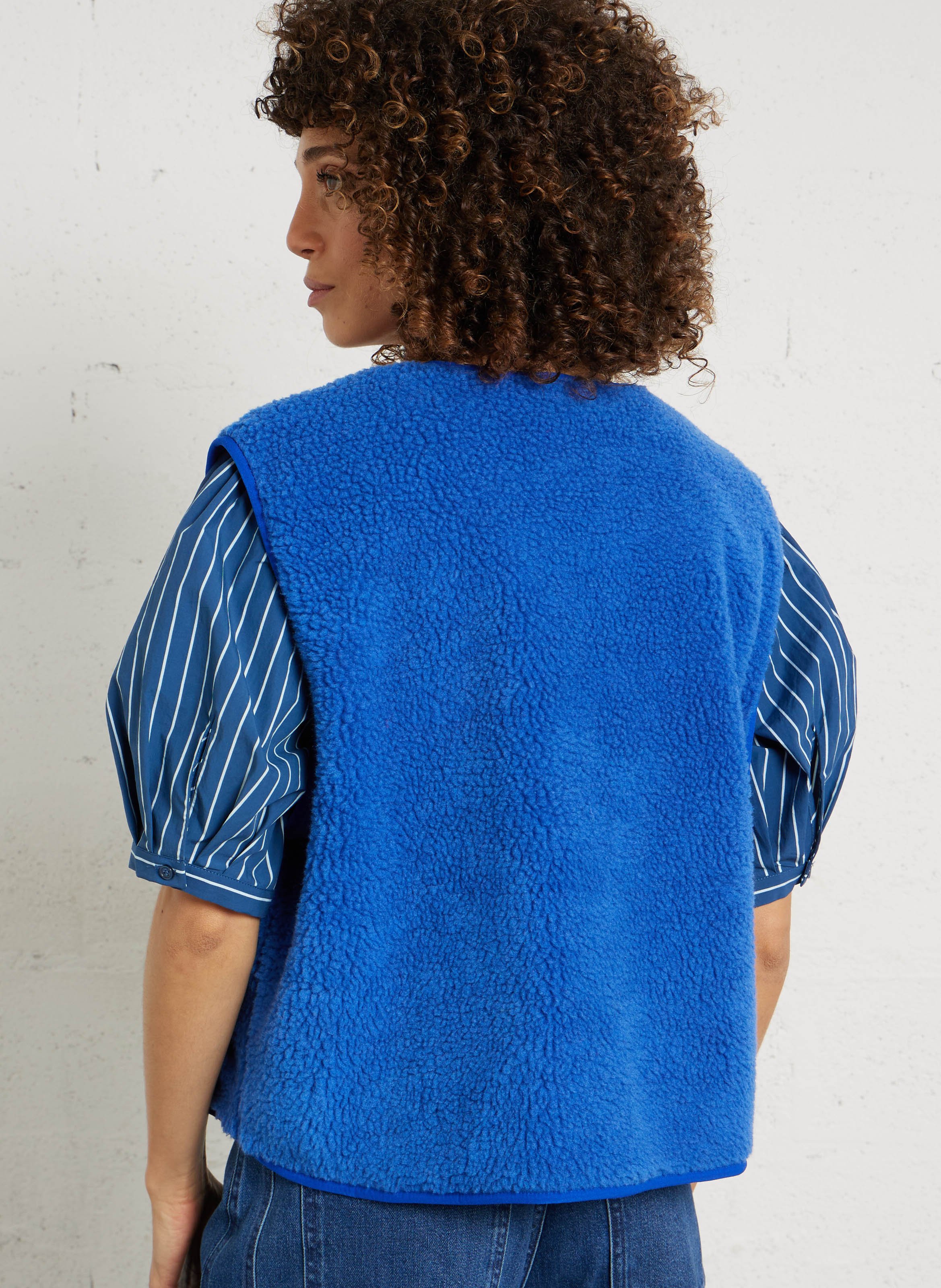 Gilet col rond molletonné sans manches AMERICAN VINTAGE Bleu