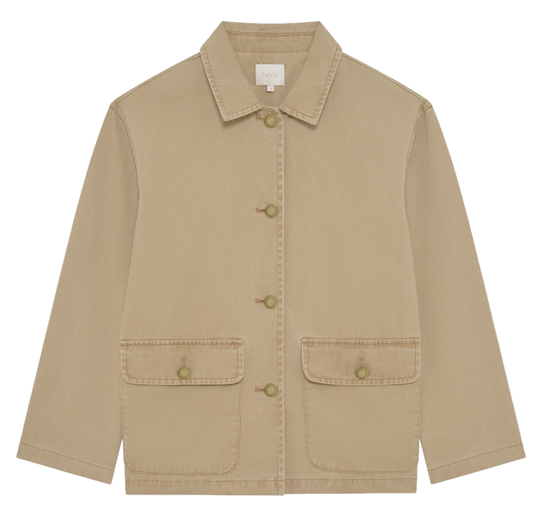 Veste droite col classique en coton PABLO Beige