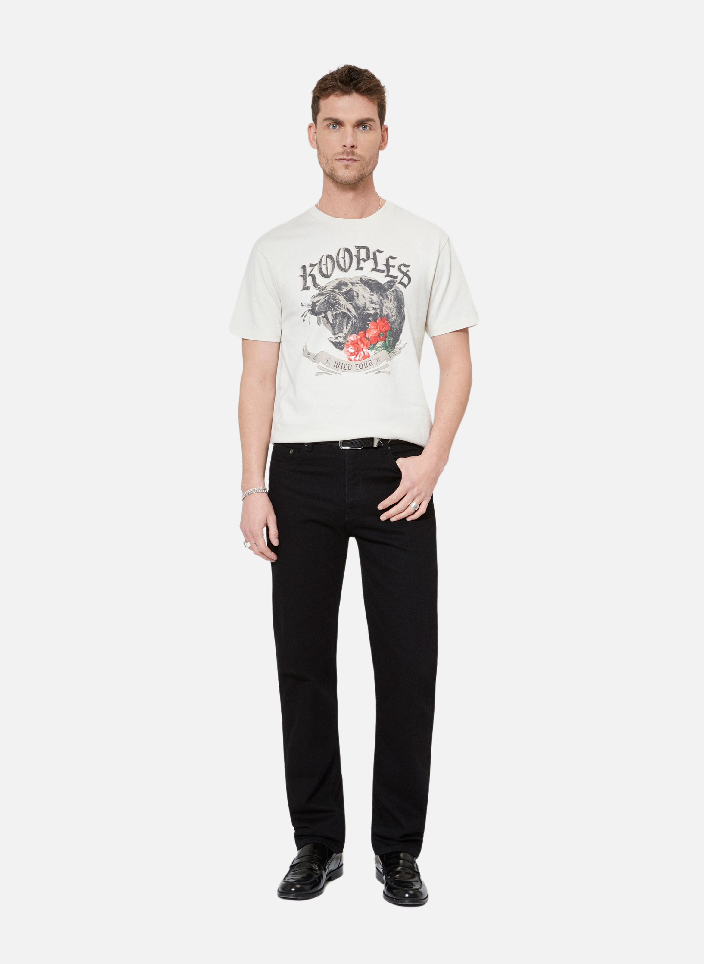 T-shirt with panther screen print THE KOOPLES Beige