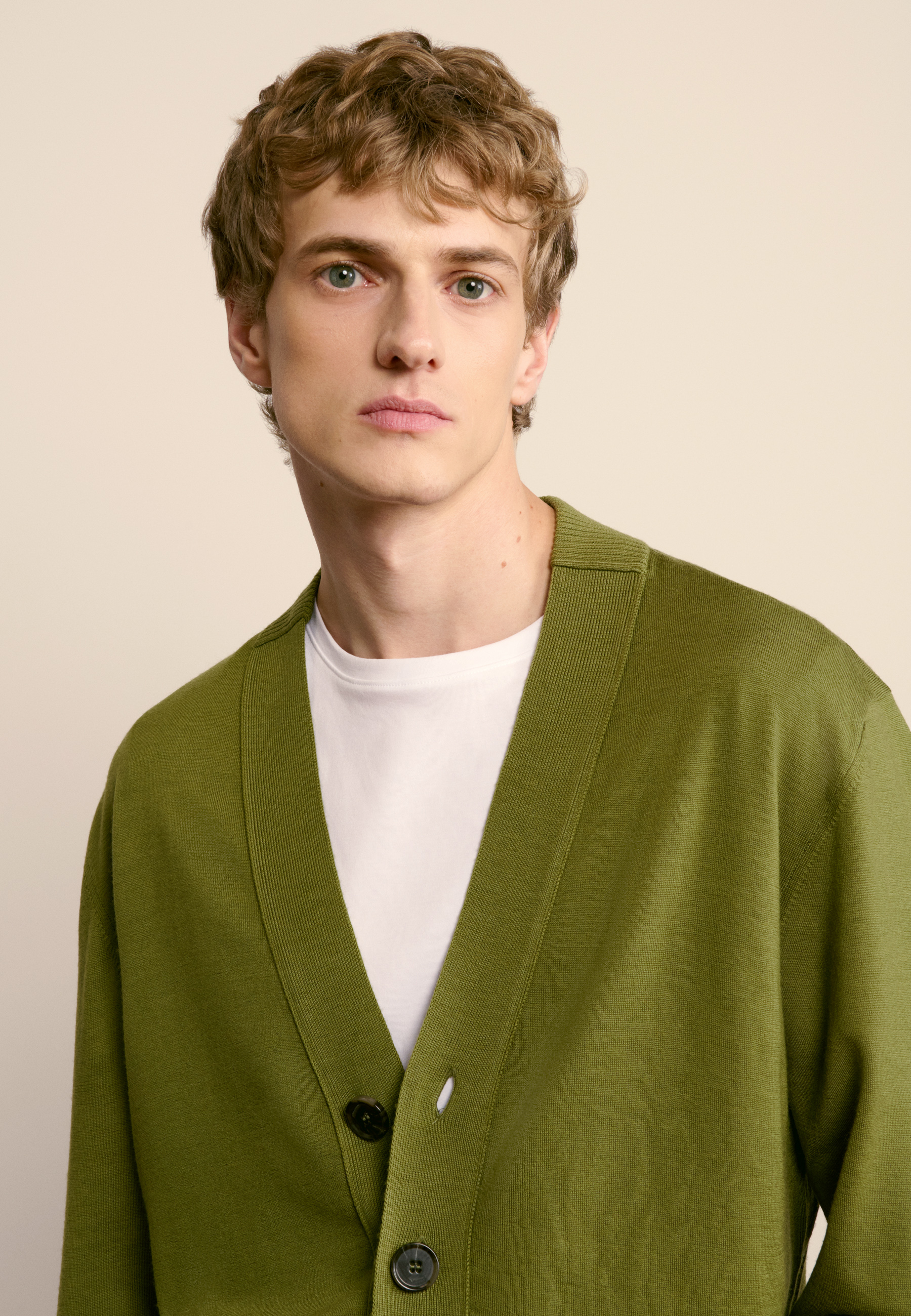 Merino wool cardigan MAISON MONTAGUT Khaki