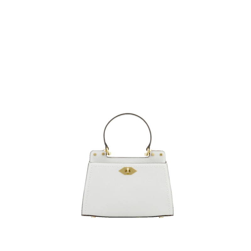 Calfskin leather handbag POURCHET White