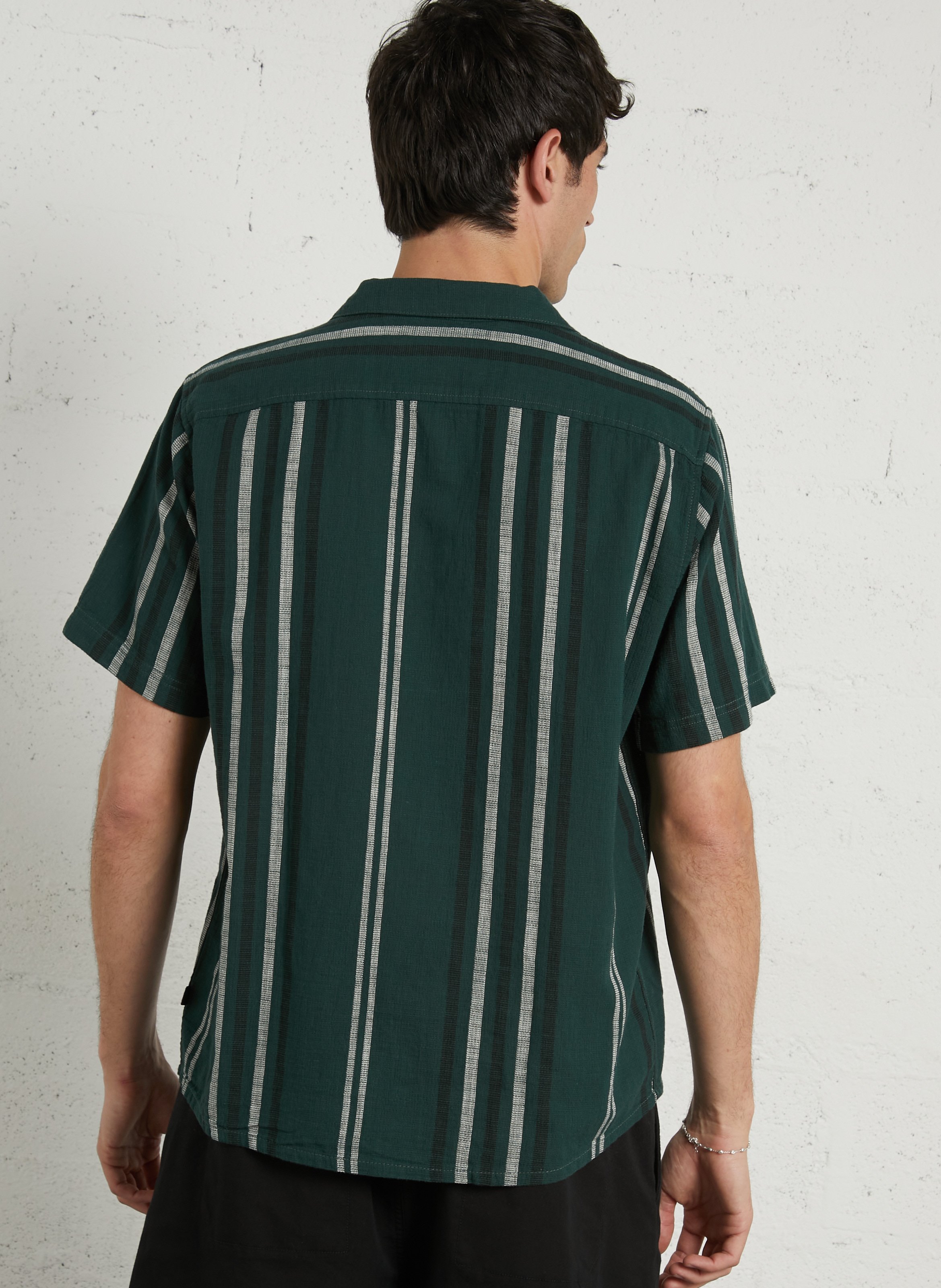 Chemise col classique manches contrastantes en coton SOLID Green