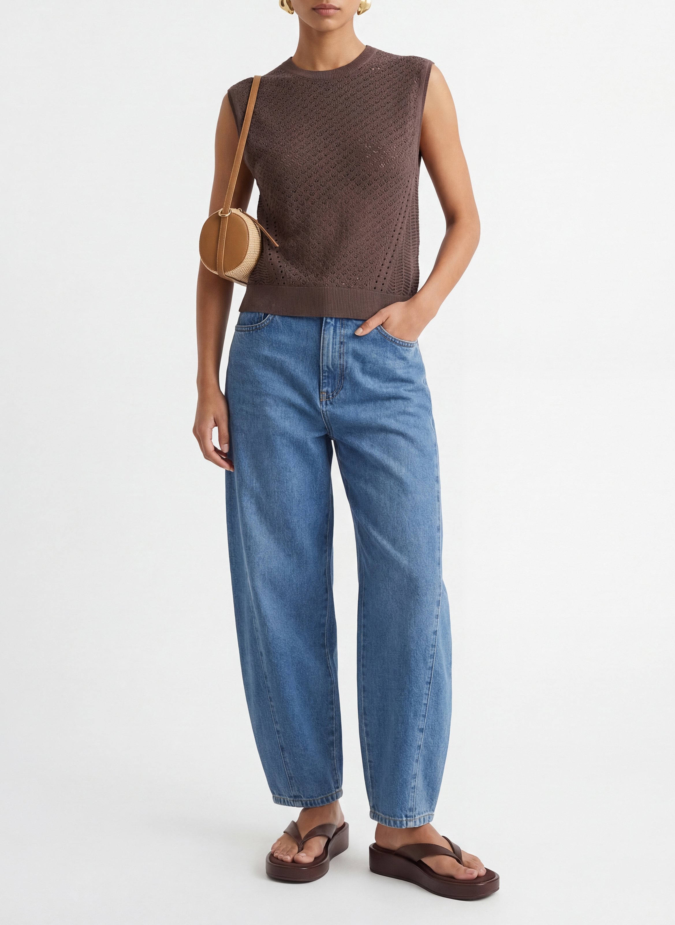 Pull droit col rond KOOKAI Marron