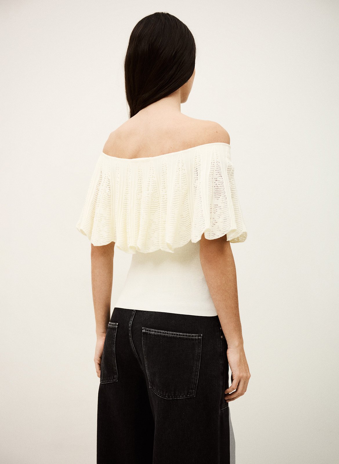 Top bardot en maille ajourée BA&SH Beige