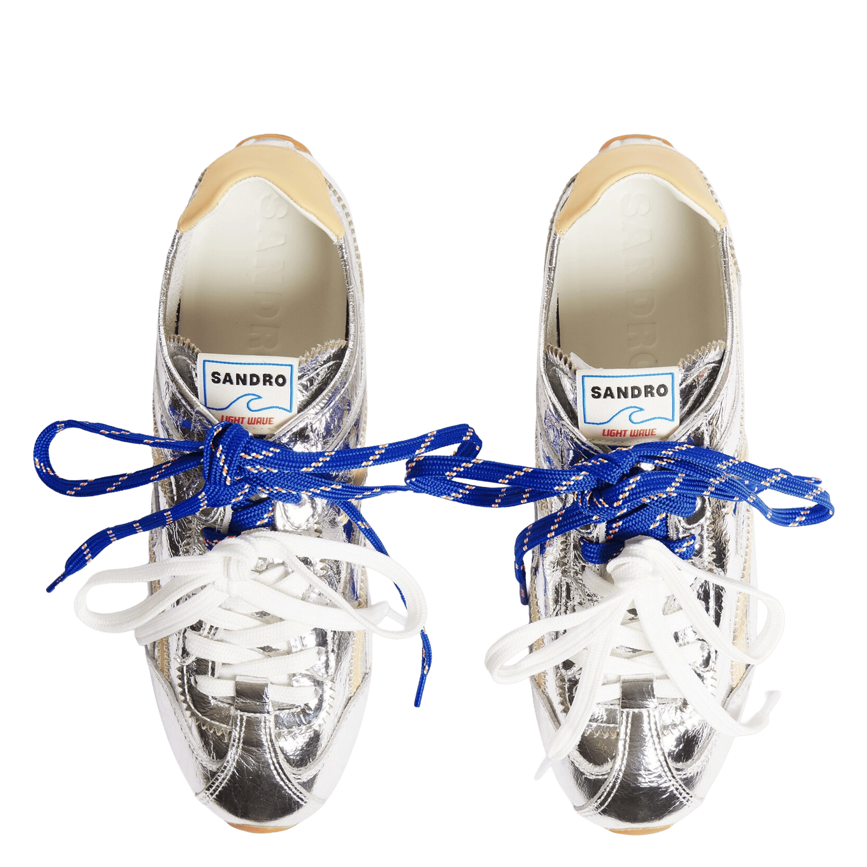 Lage, glanzende, leren sneakers SANDRO Zilver