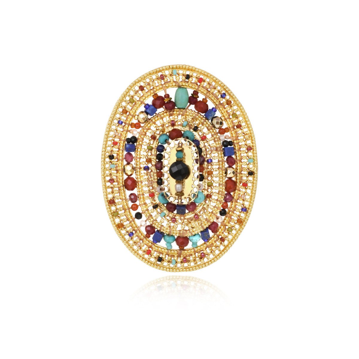 Gold-plated brooch SATELLITE PARIS Multicolored