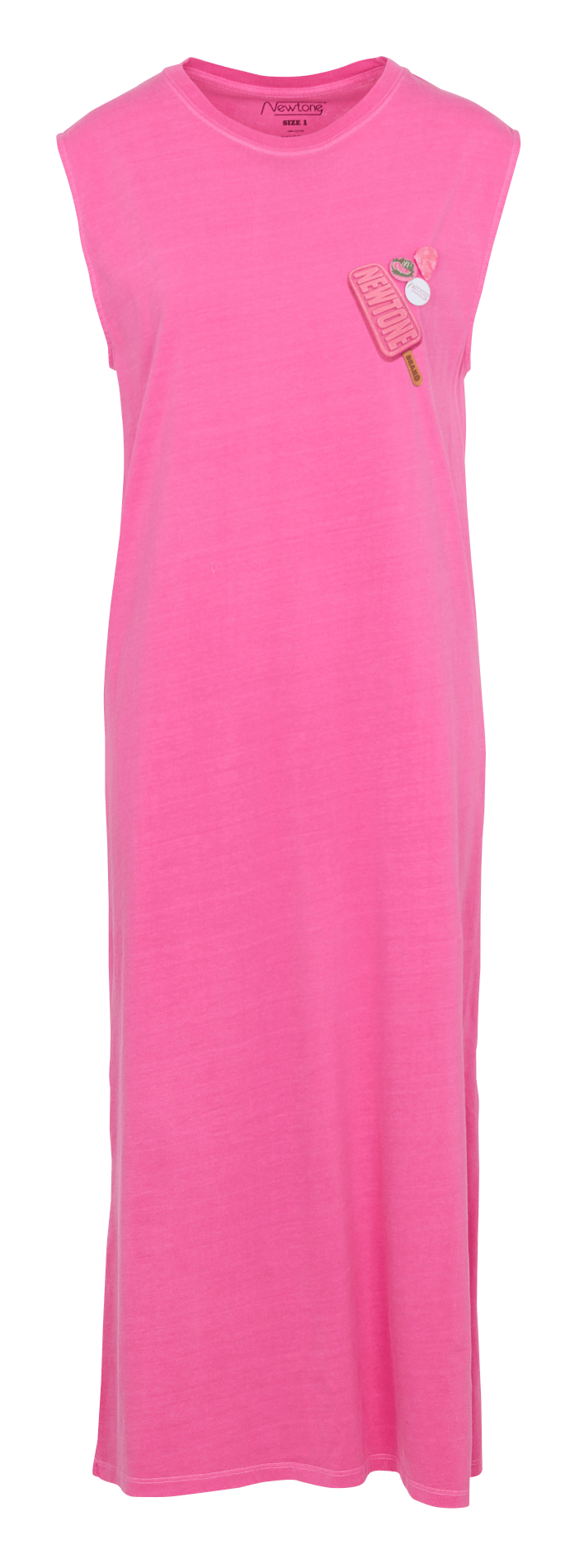 Sleeveless round neck long cotton dress NEWTONE Pink