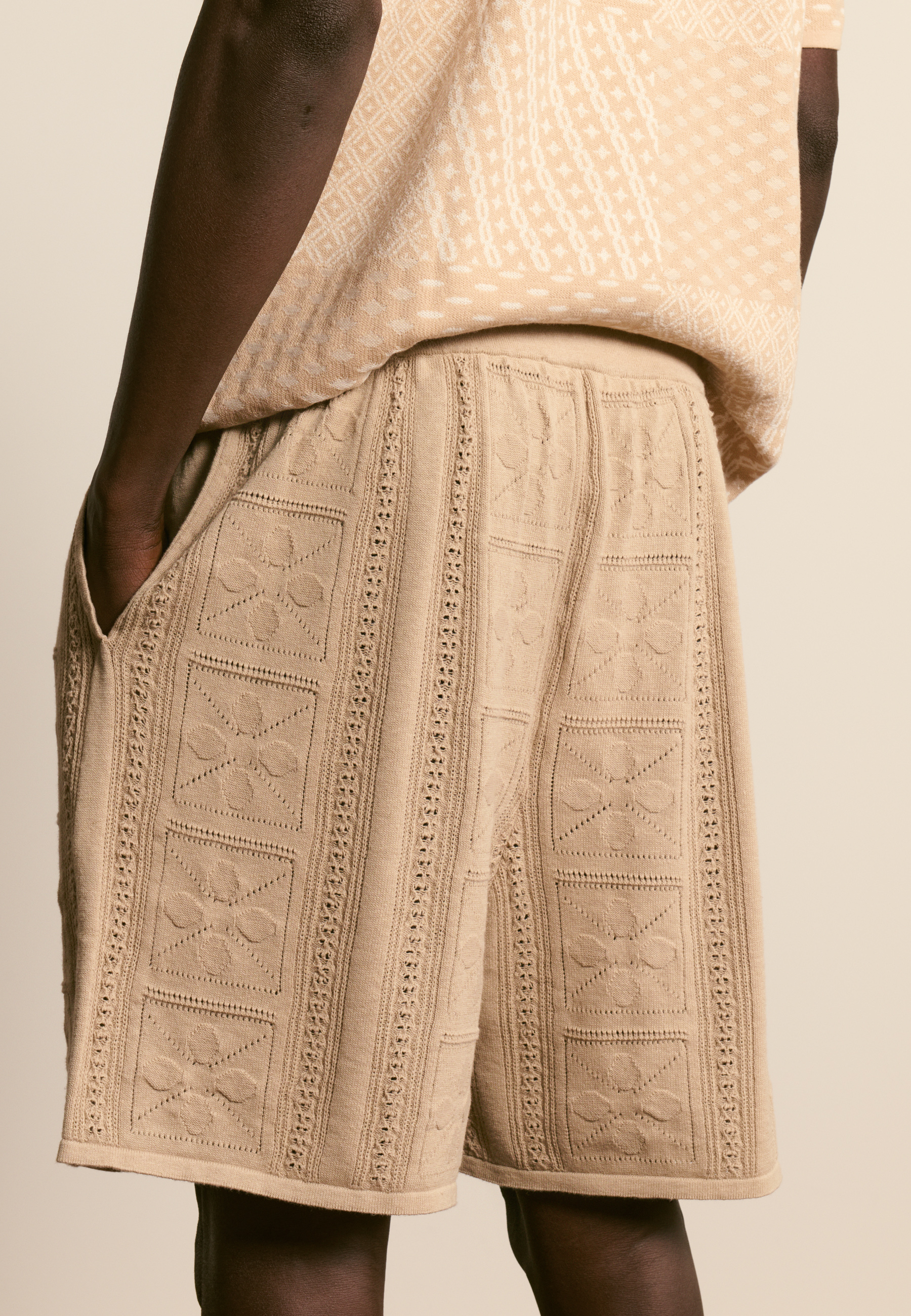 Short en coton ajouré MAISON MONTAGUT Marron