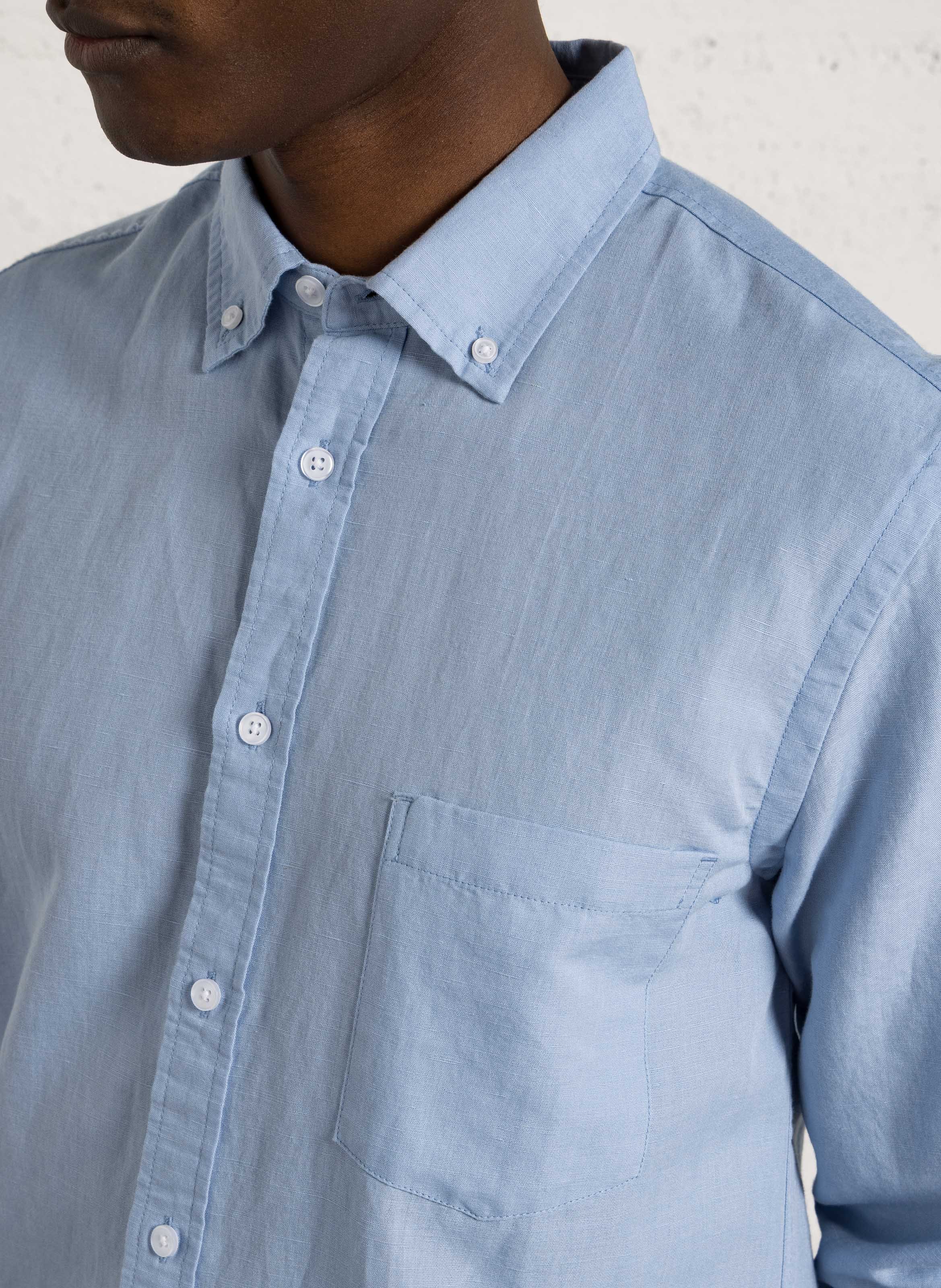 Chemise col classique en lin mélangé MINIMUM Bleu