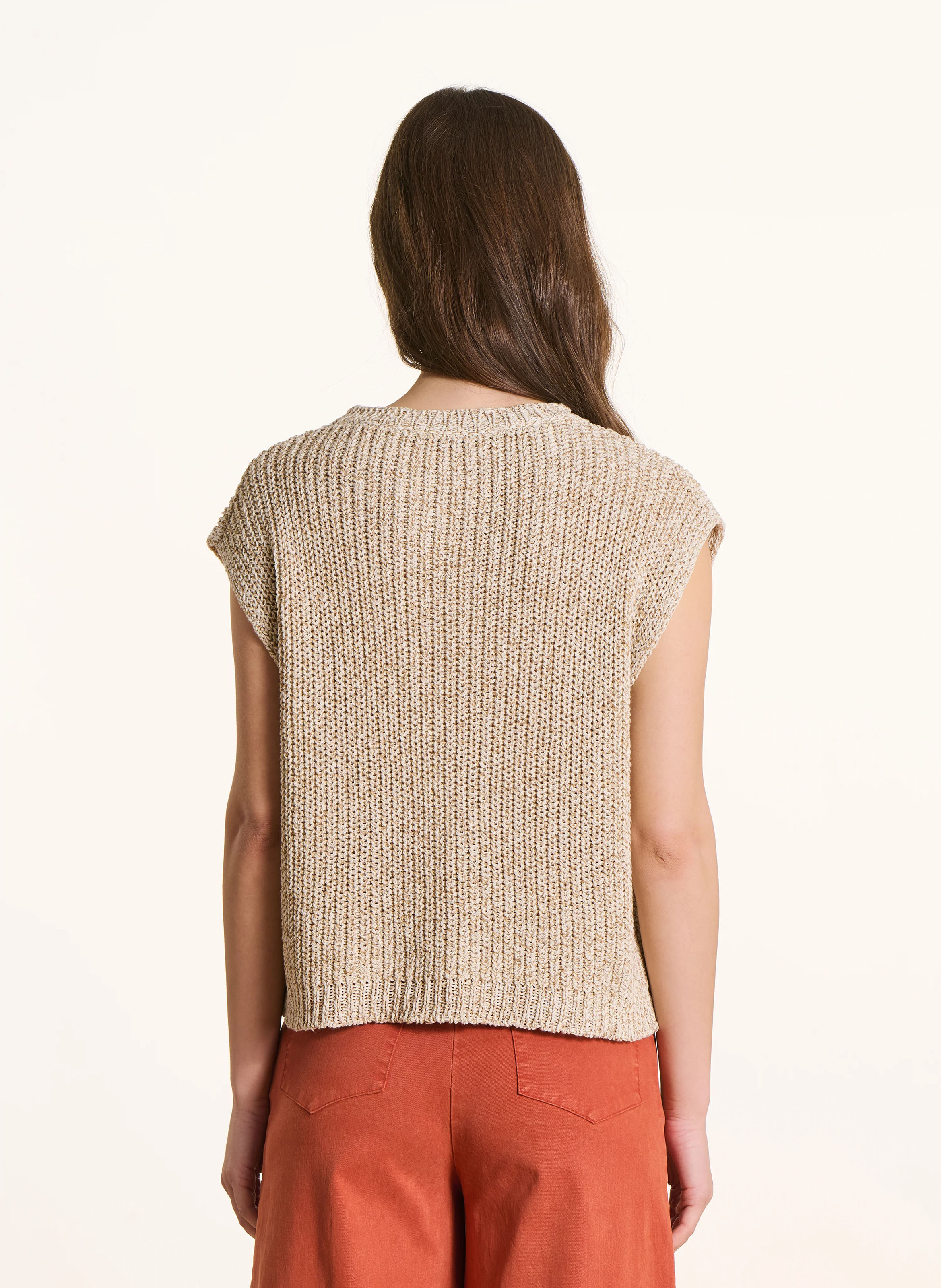 Gerade geschnittener Rundhalspullover aus Strick LA FEE MARABOUTEE Beige