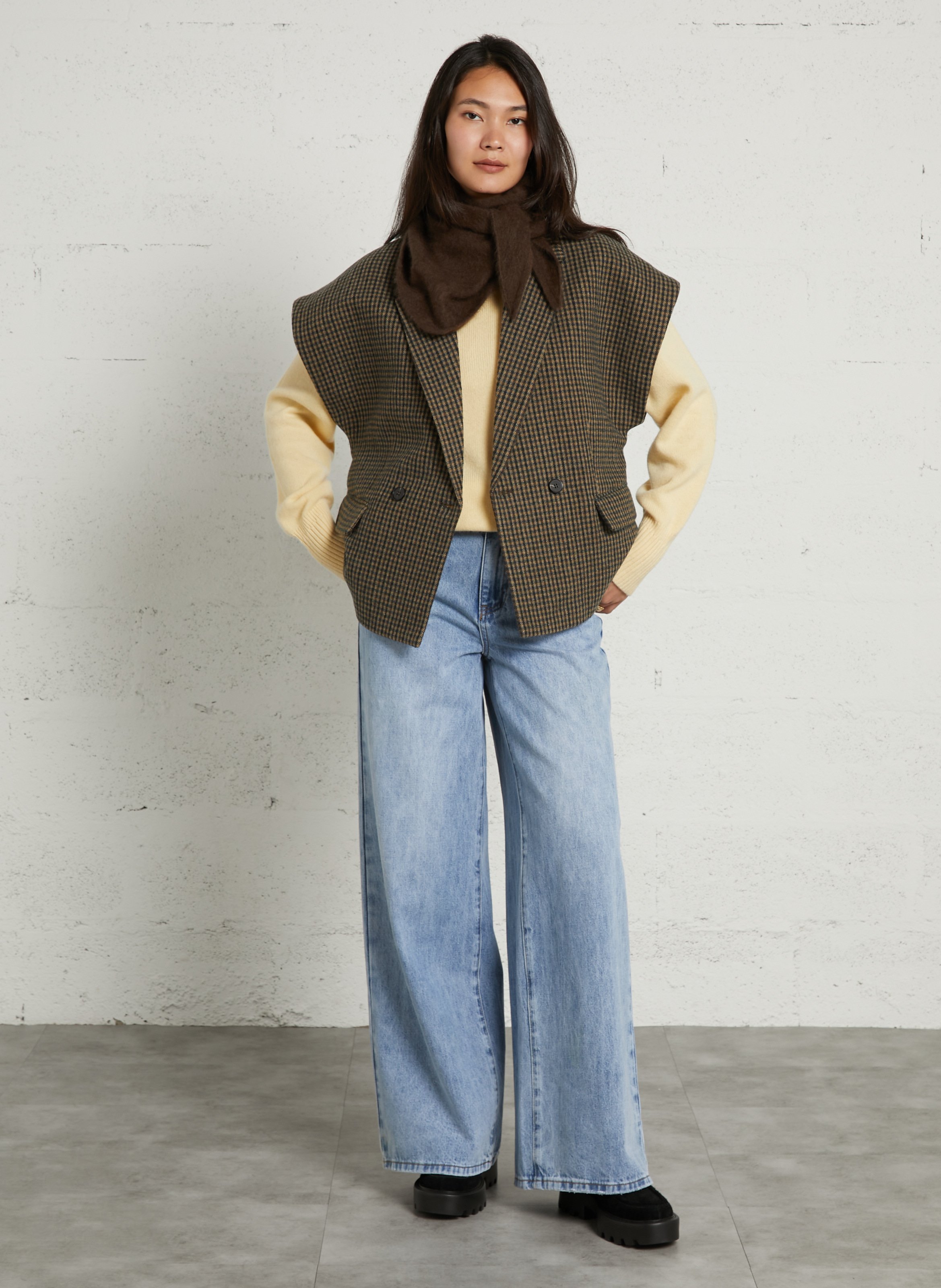 Straight jacket in recycled blended wool SUNCOO Khaki
