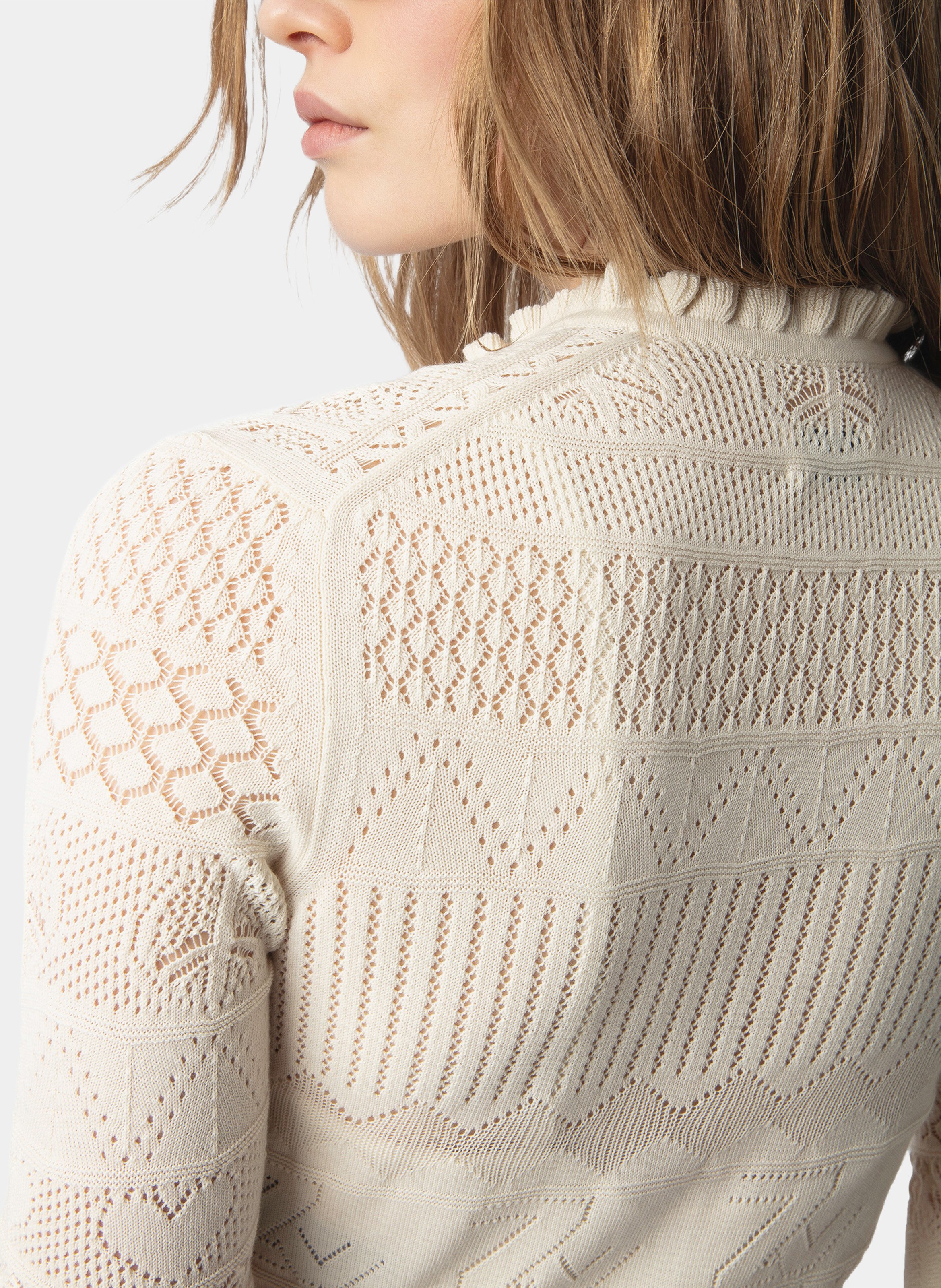 Robe courte décolleté v en coton ZADIG&VOLTAIRE Blanc