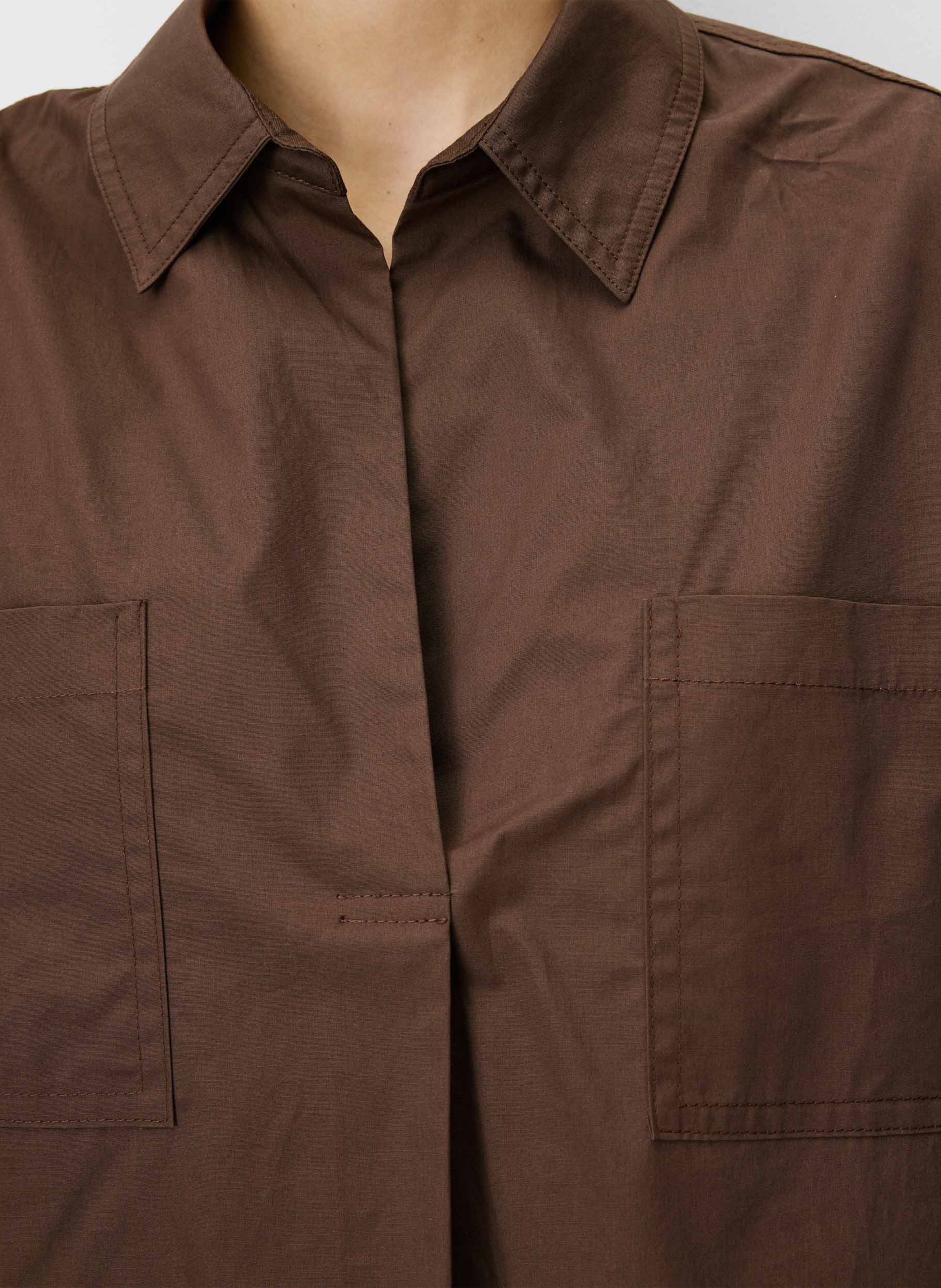 Chemise oversize col classique en coton GRACE ET MILA Marron