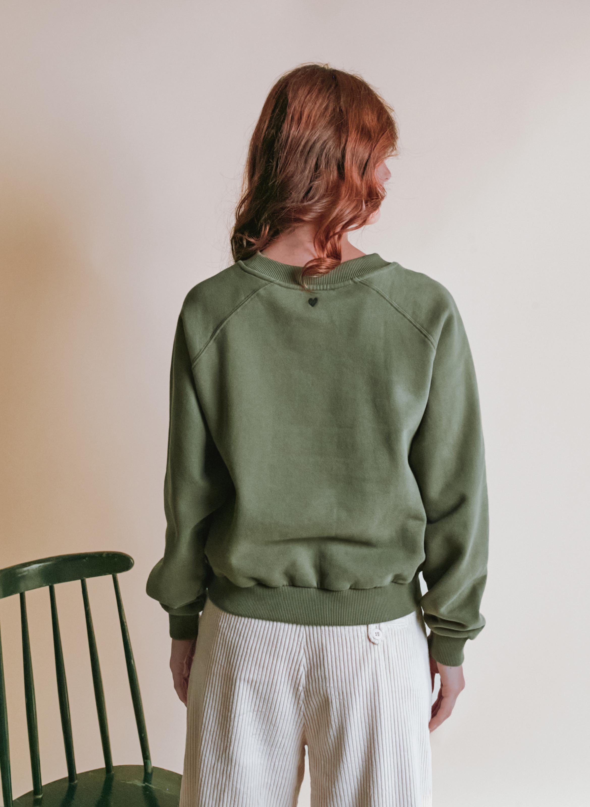 Round-neck organic cotton sweatshirt EMILE ET IDA Green