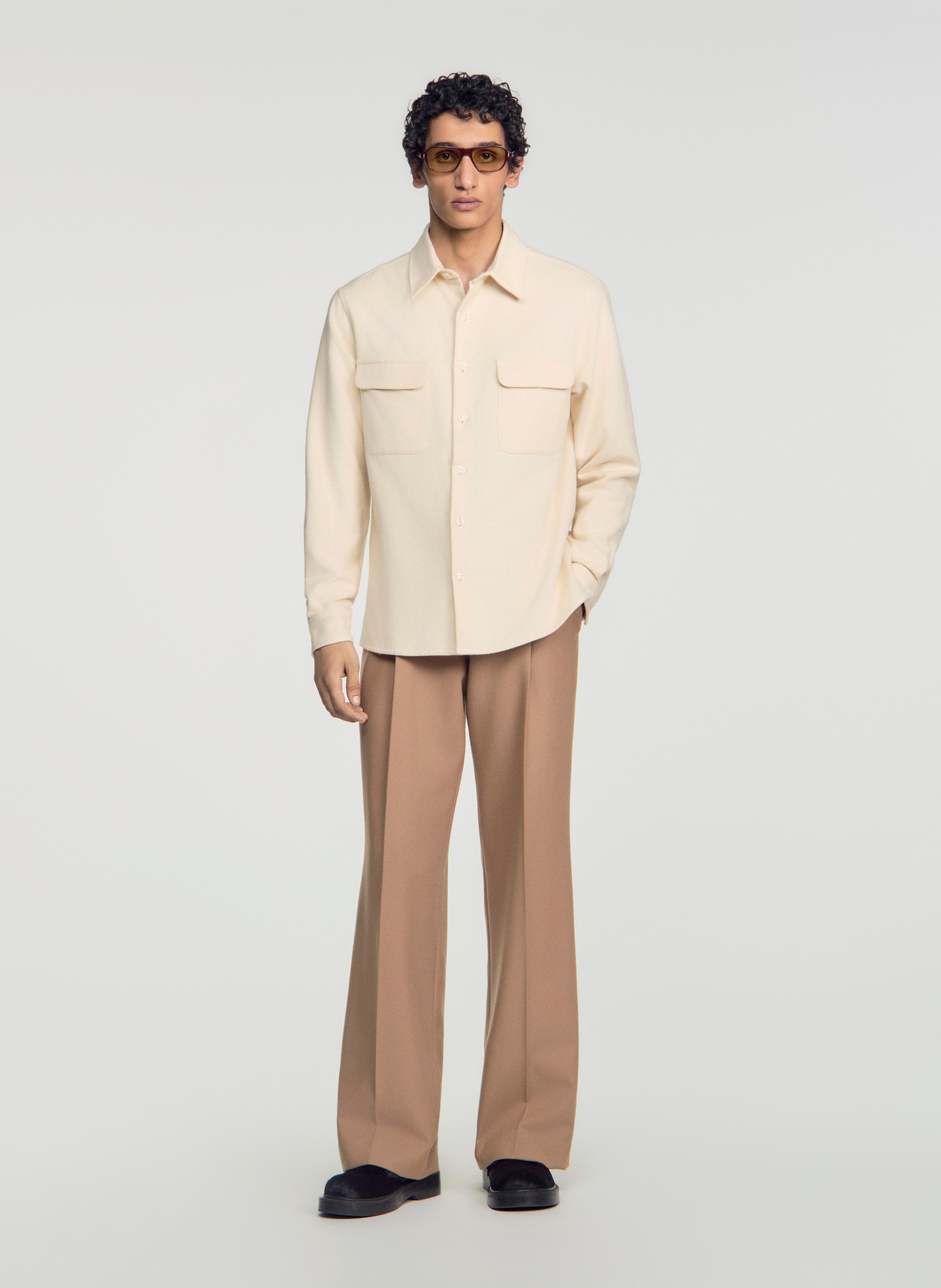 Rechte effen knoopblouse | Beige SANDRO Heren
