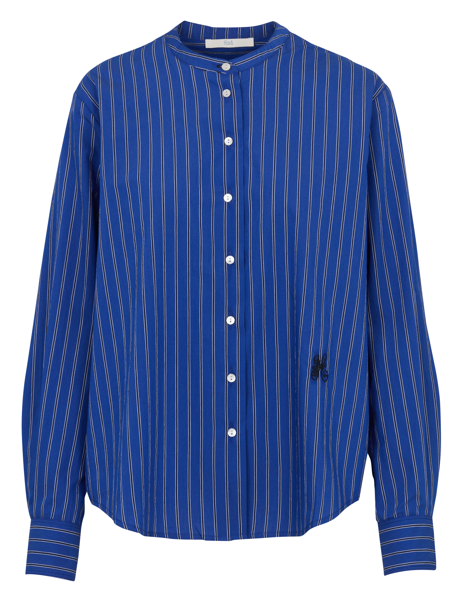 Loose-fit striped cotton shirt with round neck HOD PARIS Blue