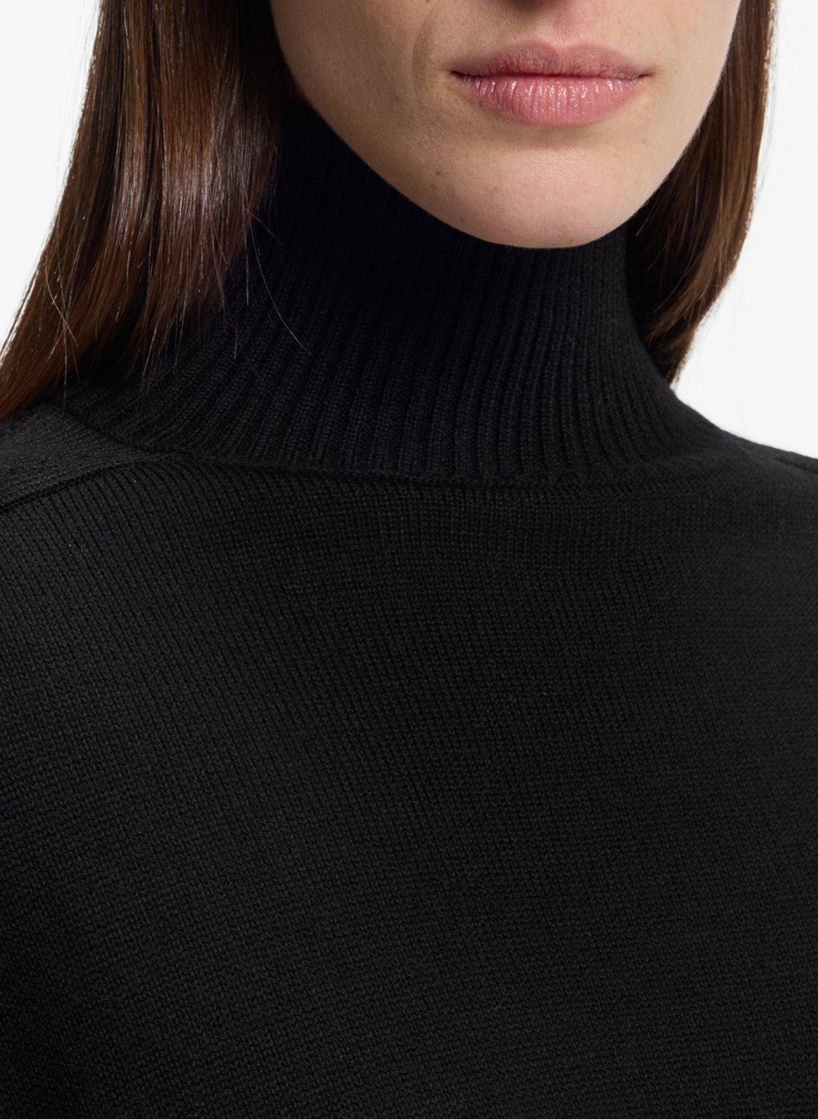 High-neck wool-blend long dress BOSS Black