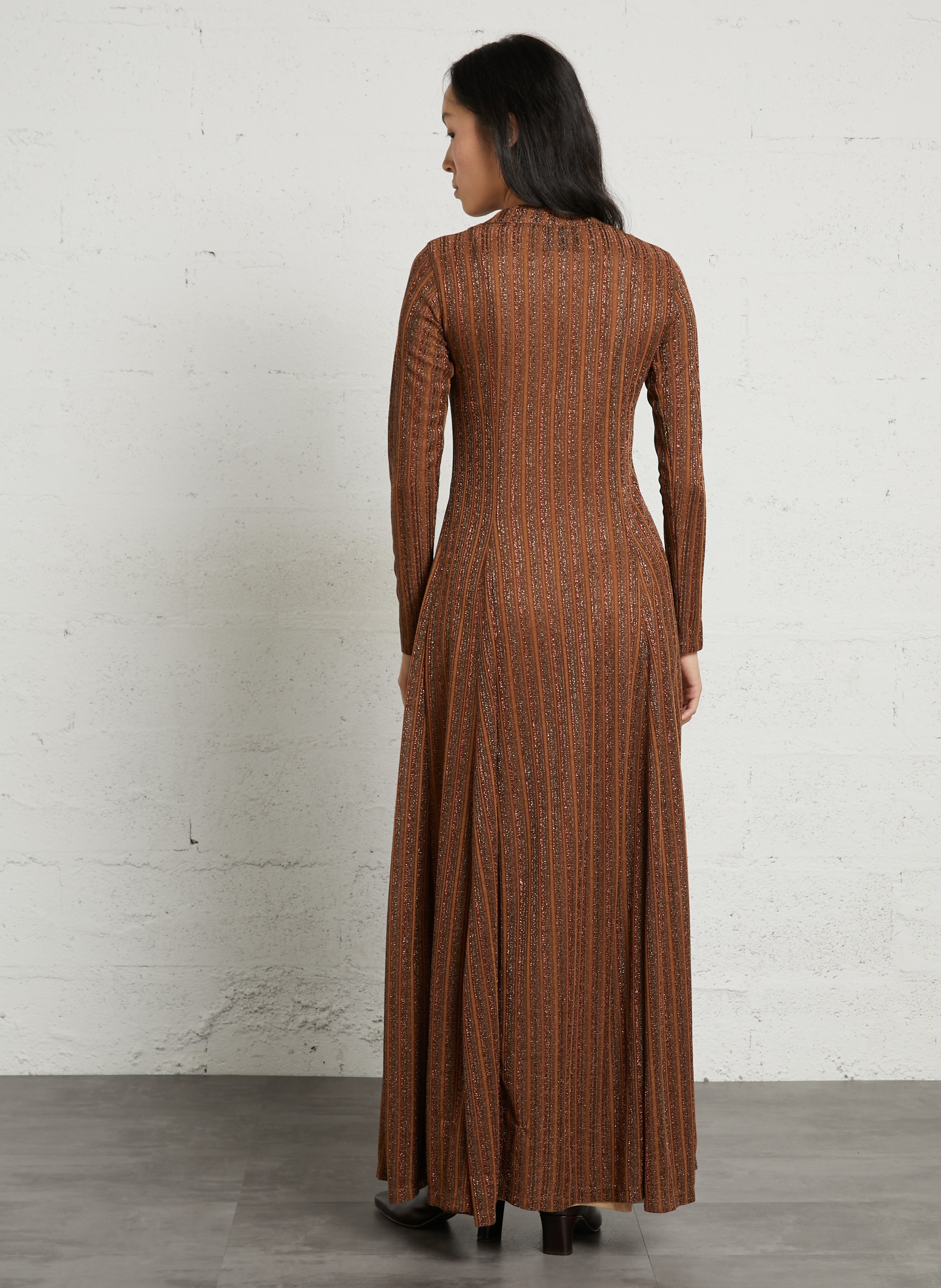 Fitted Sequin Long Dress MOMONI Brown