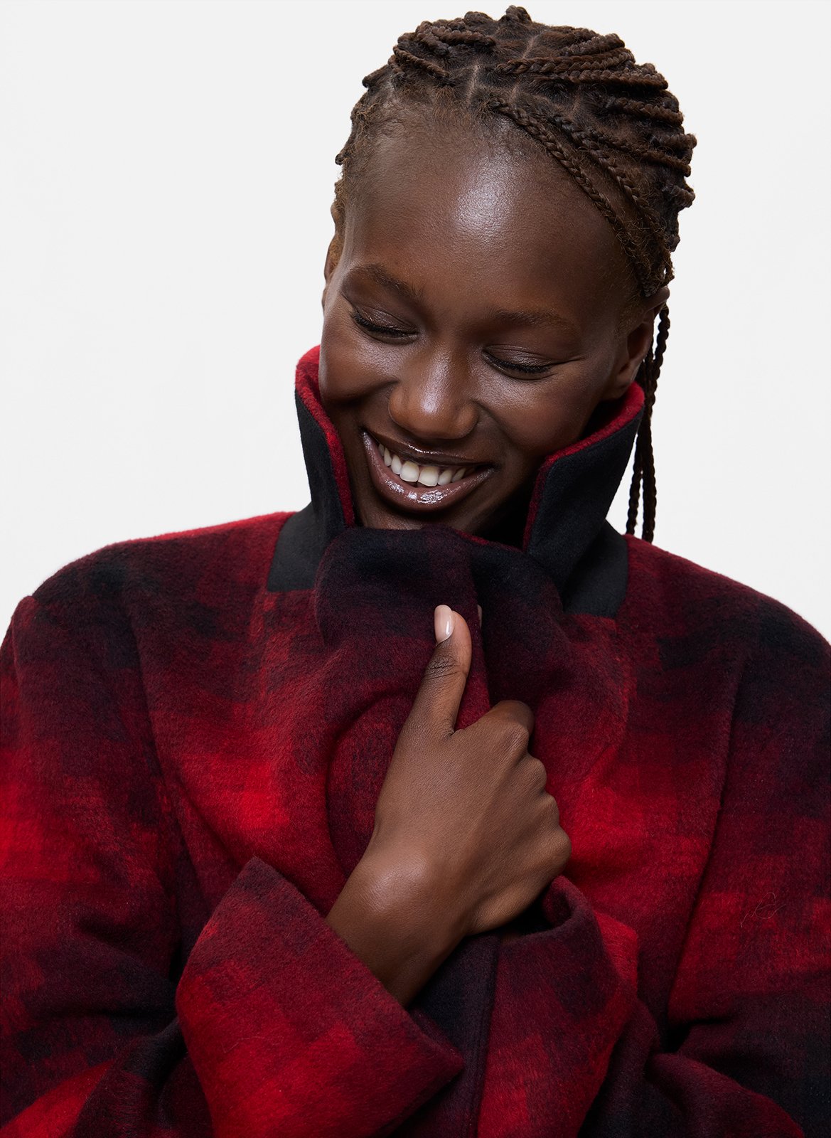 Checked coat with tailored collar DESIGUAL Red