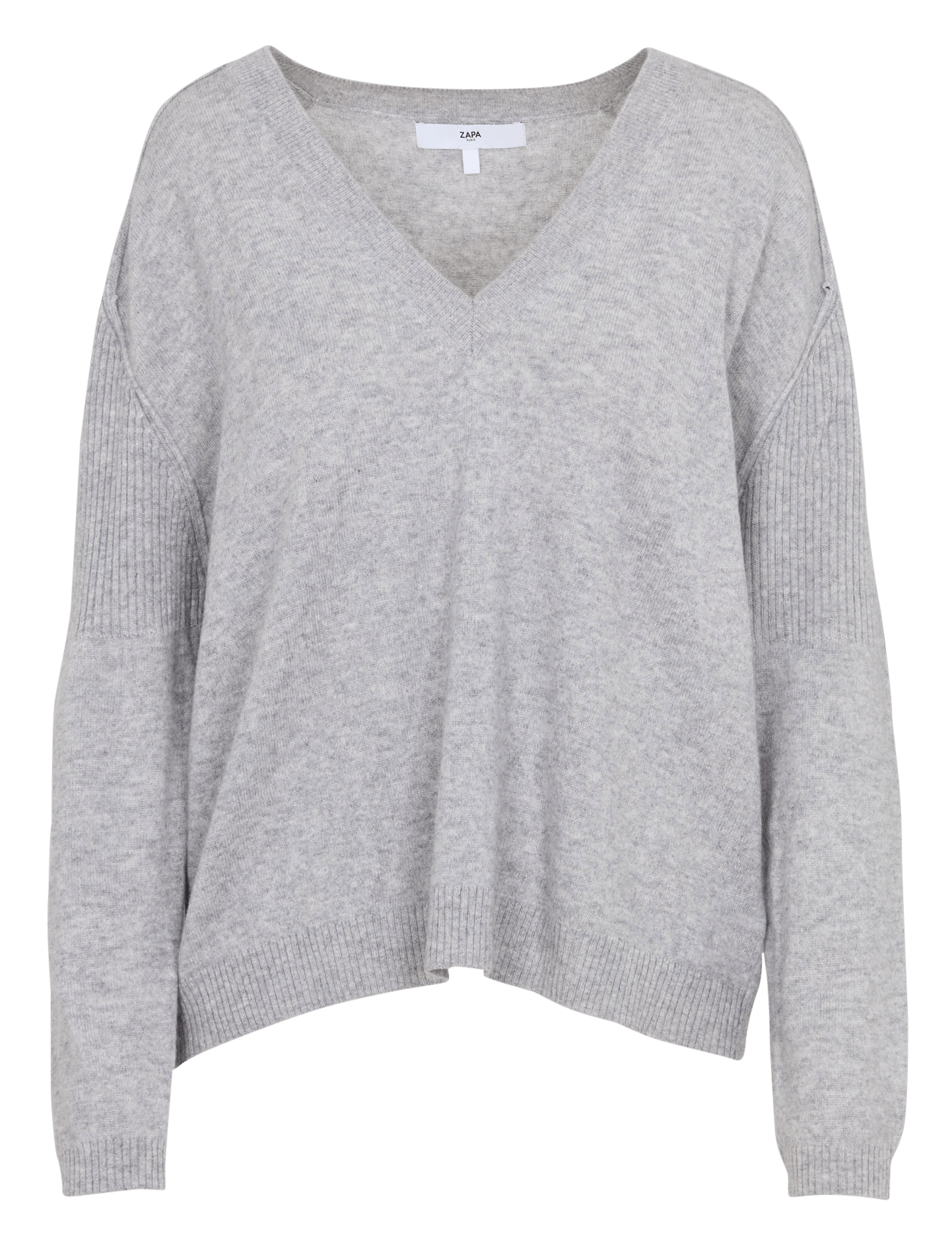 Pull col V en cachemire ZAPA Gris