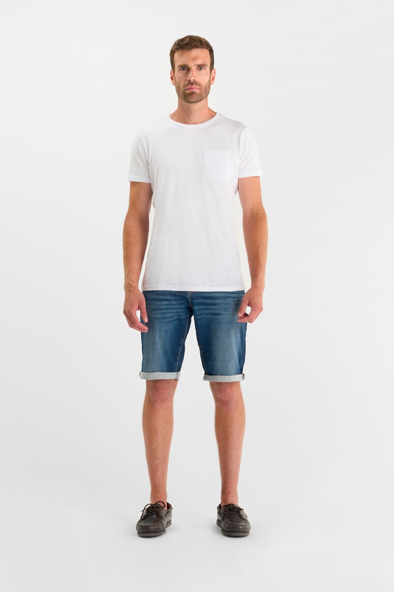 Zip-Front Denim Bermuda Shorts LE TEMPS DES CERISES Blue