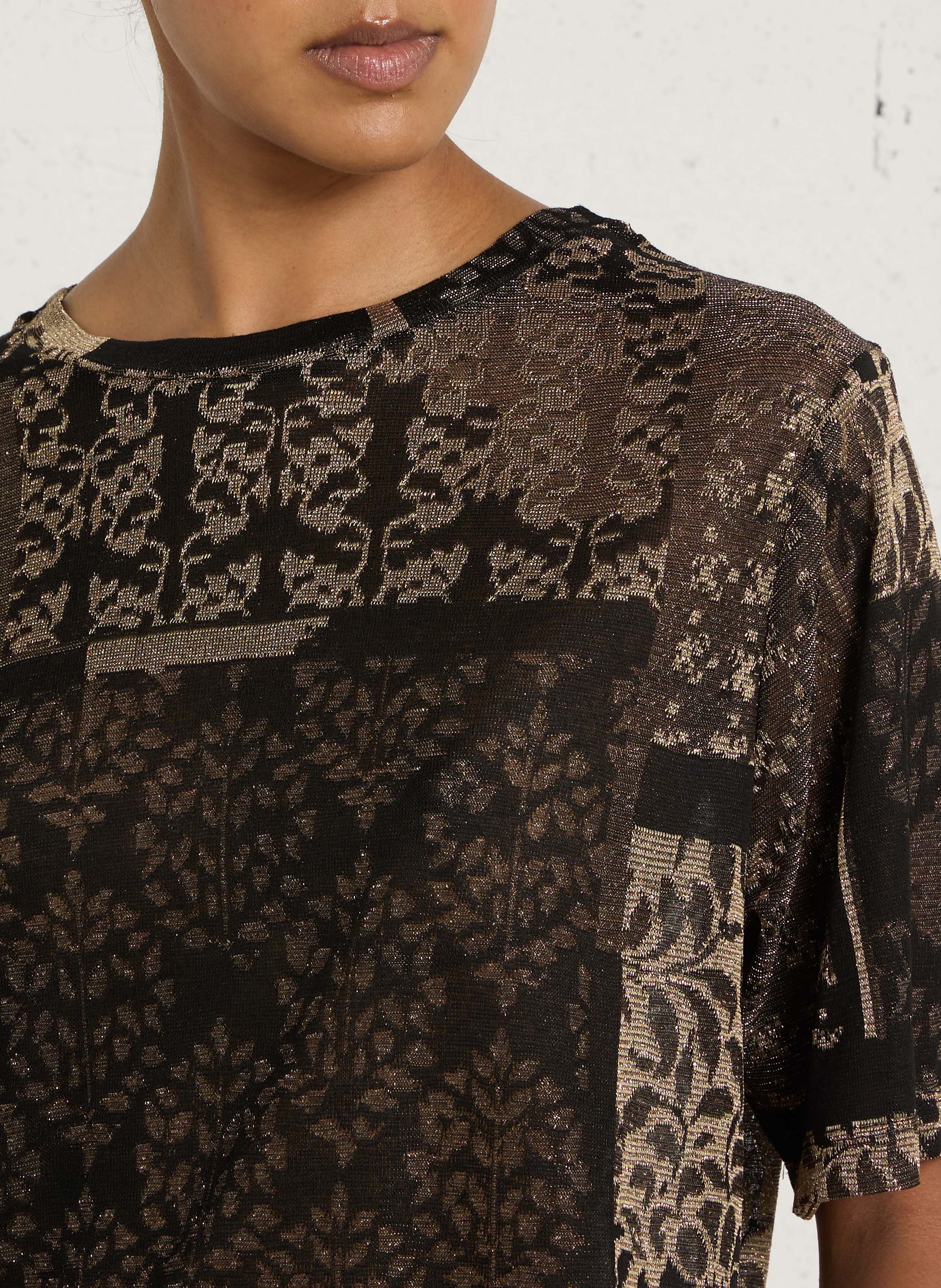 Oversized metallic crew-neck sweater MOMONI Black