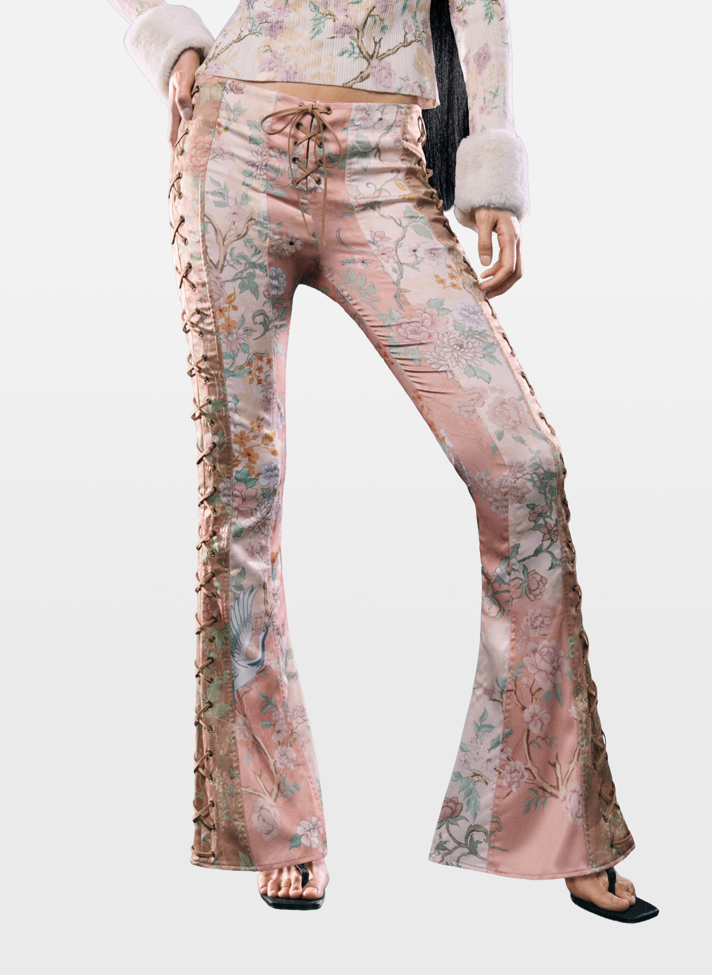 Pantalon flare imprimé à lacets DESIGUAL Blanc