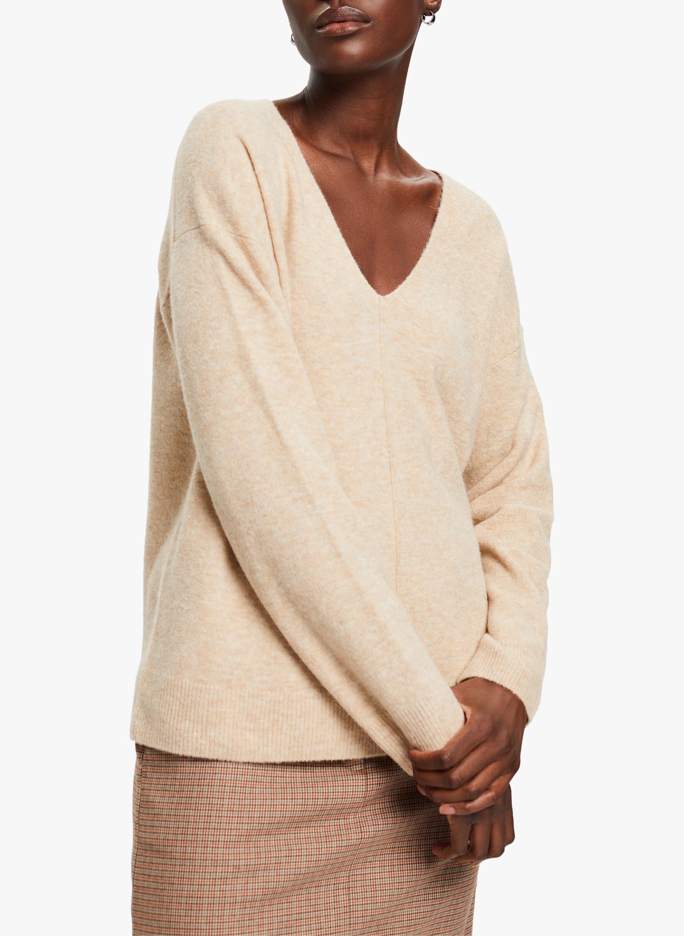 Pull col V Beige