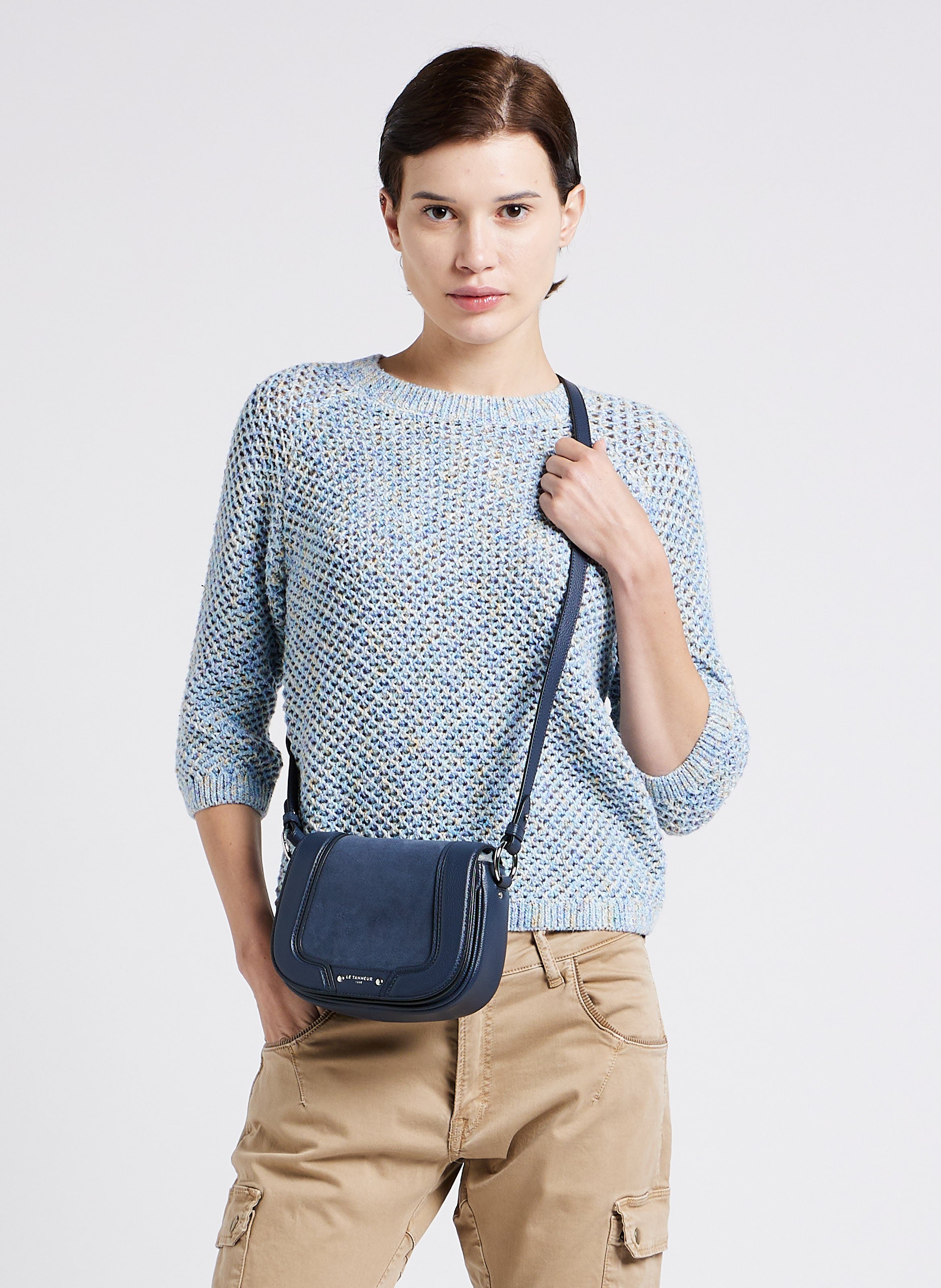 Sac bandoulière en cuir LE TANNEUR Bleu