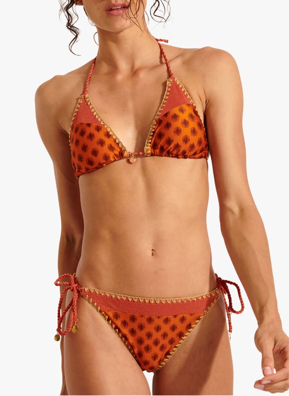 Haut de maillot de bain triangle brodé Bosco talanga Orange Banana