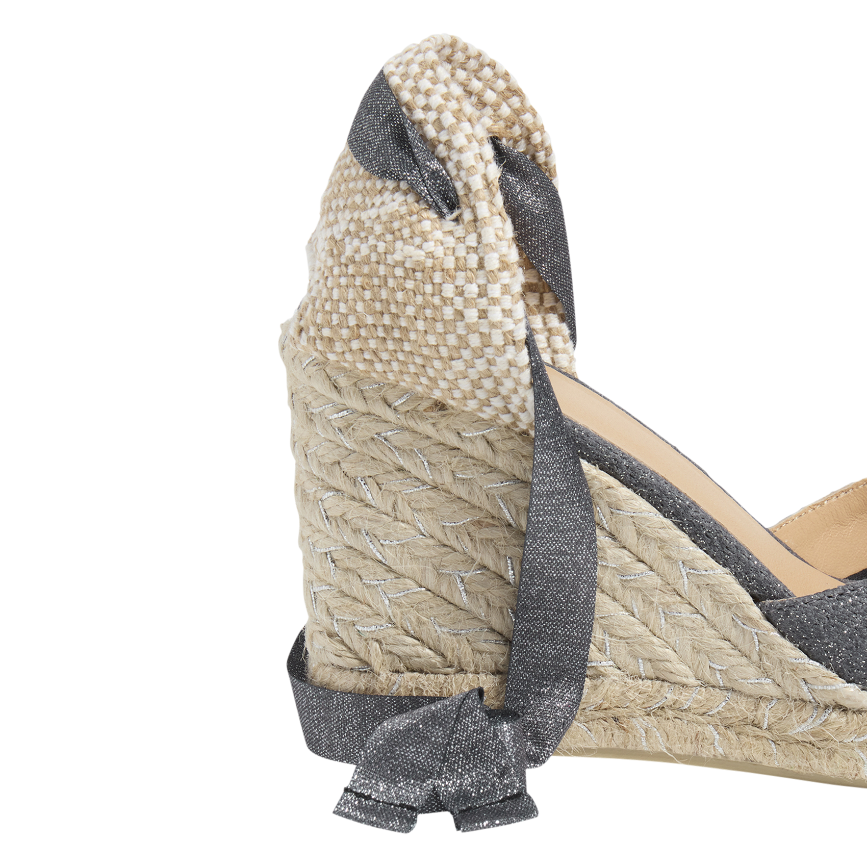 Espadrilles compensées en lin et coton CASTANER Argent