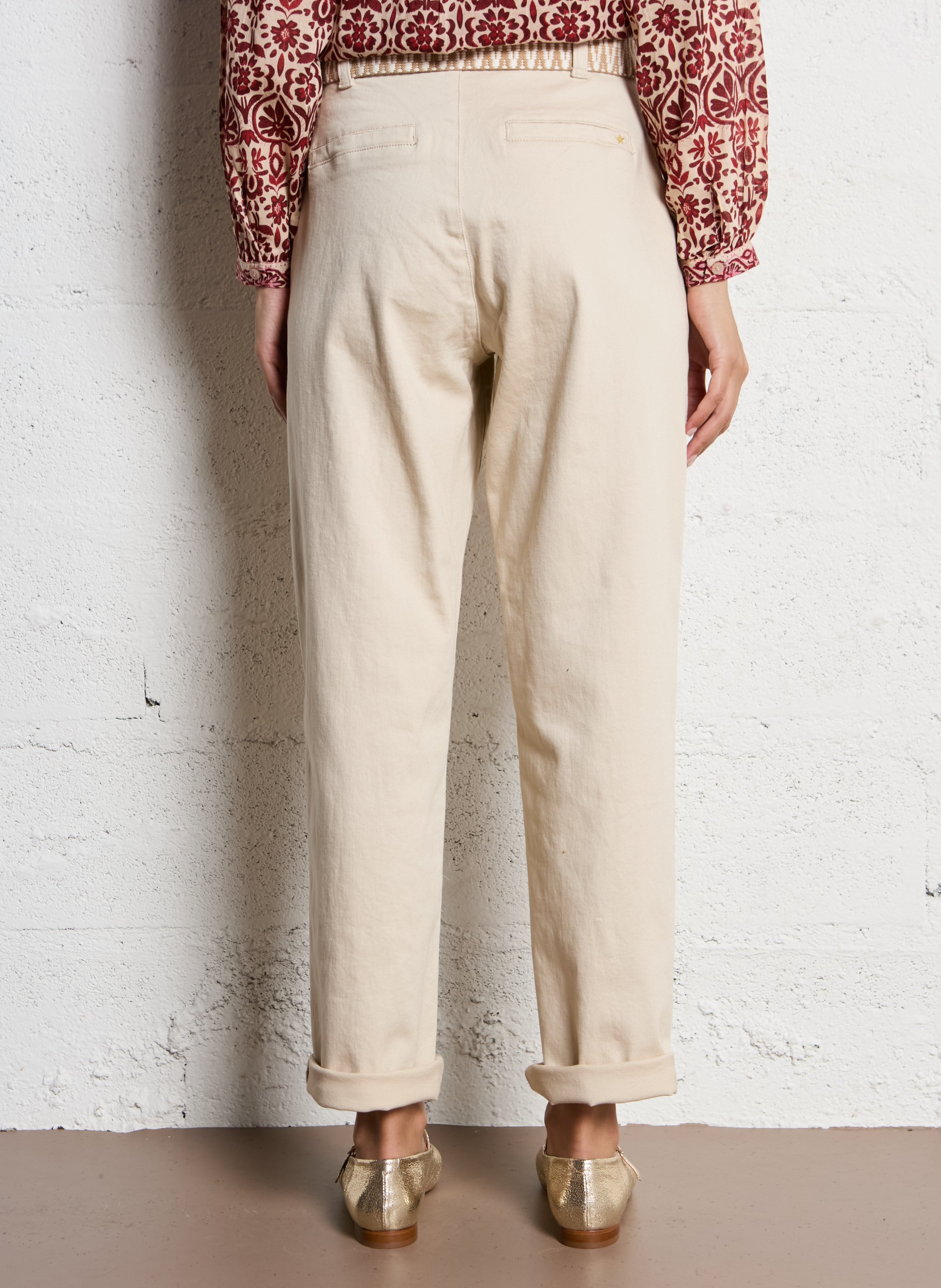 Straight-leg cotton velvet pants LA PETITE ETOILE Beige