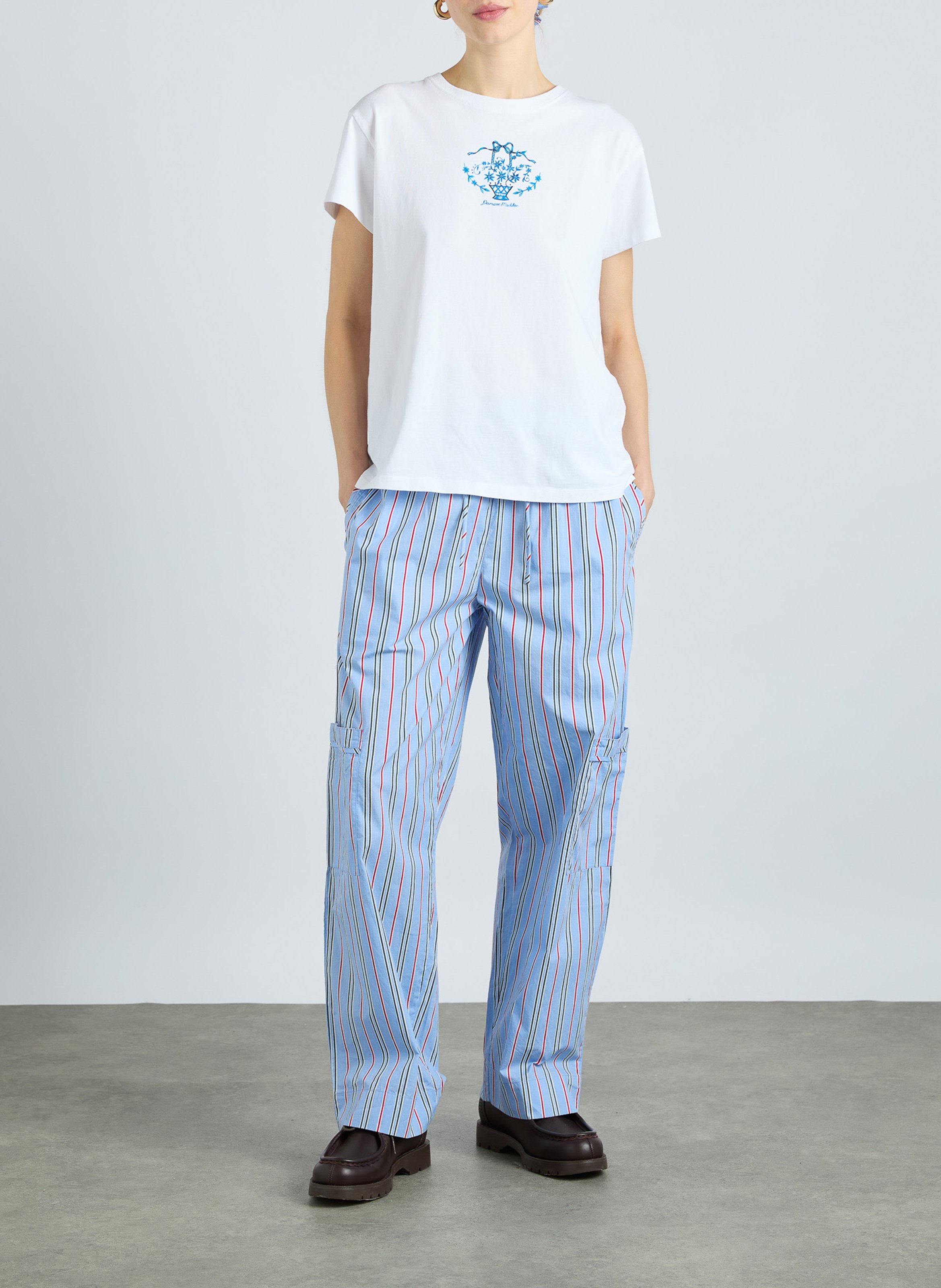 Elasticated straight leg striped trousers DAMSON MADDER Blue