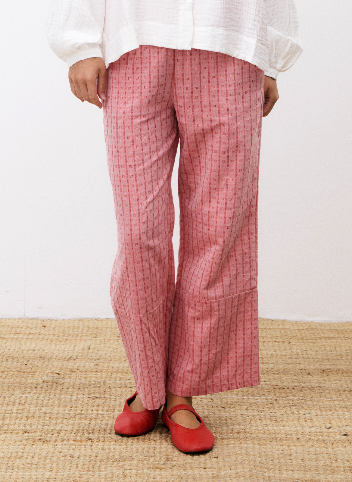 PANTALON LARGE EN COTON MéLANGé ROUGE FRNCH - FEMME | Place des Tendances
