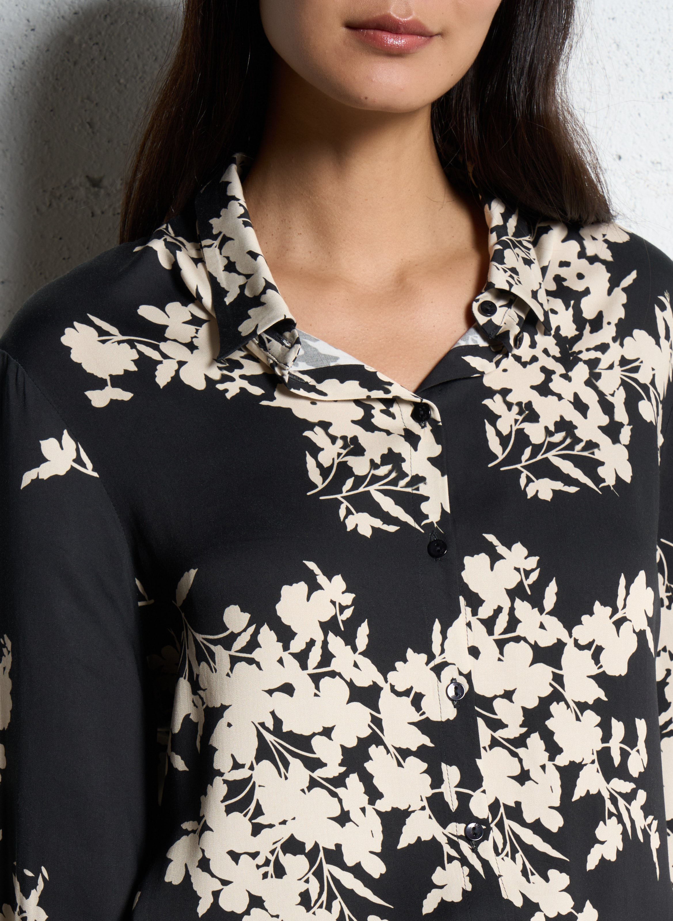 Soepelvallende, rechte blouse met print ONE STEP Zwart