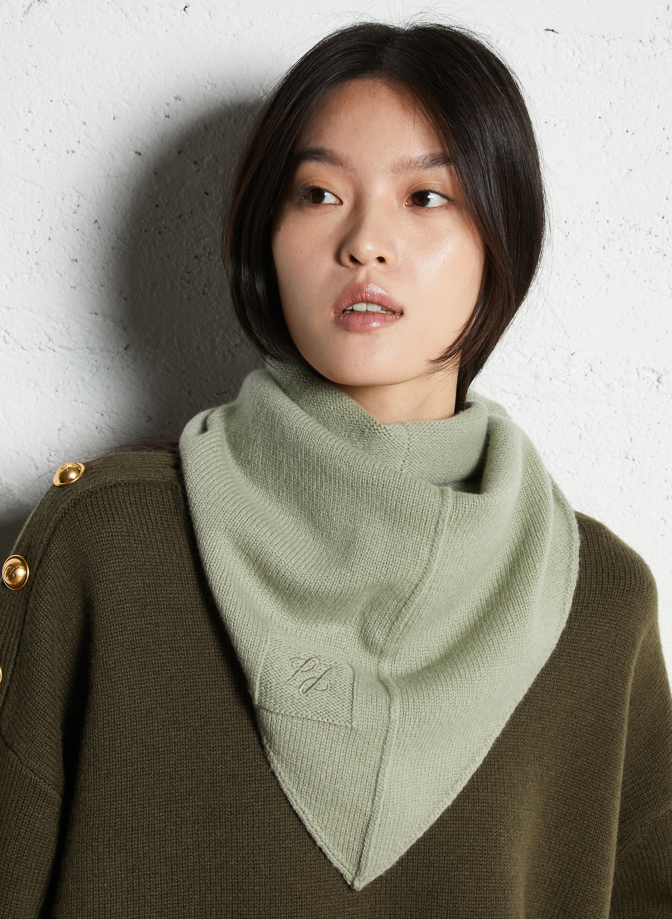 Alaska - Einfarbiger Schal aus Wolle LAURENCE BRAS Grun