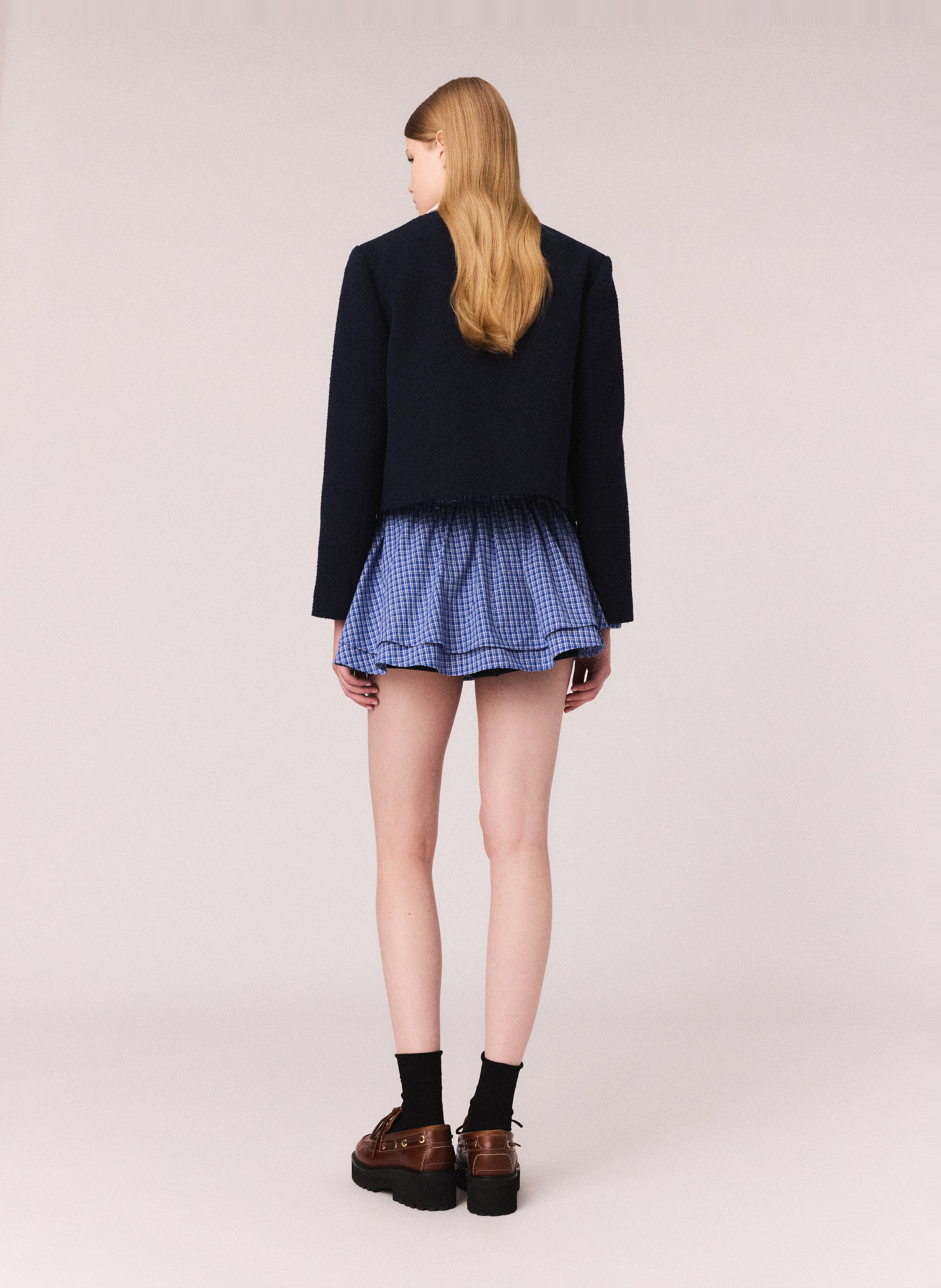 Veste droite en coton mélangé MAJE Bleu