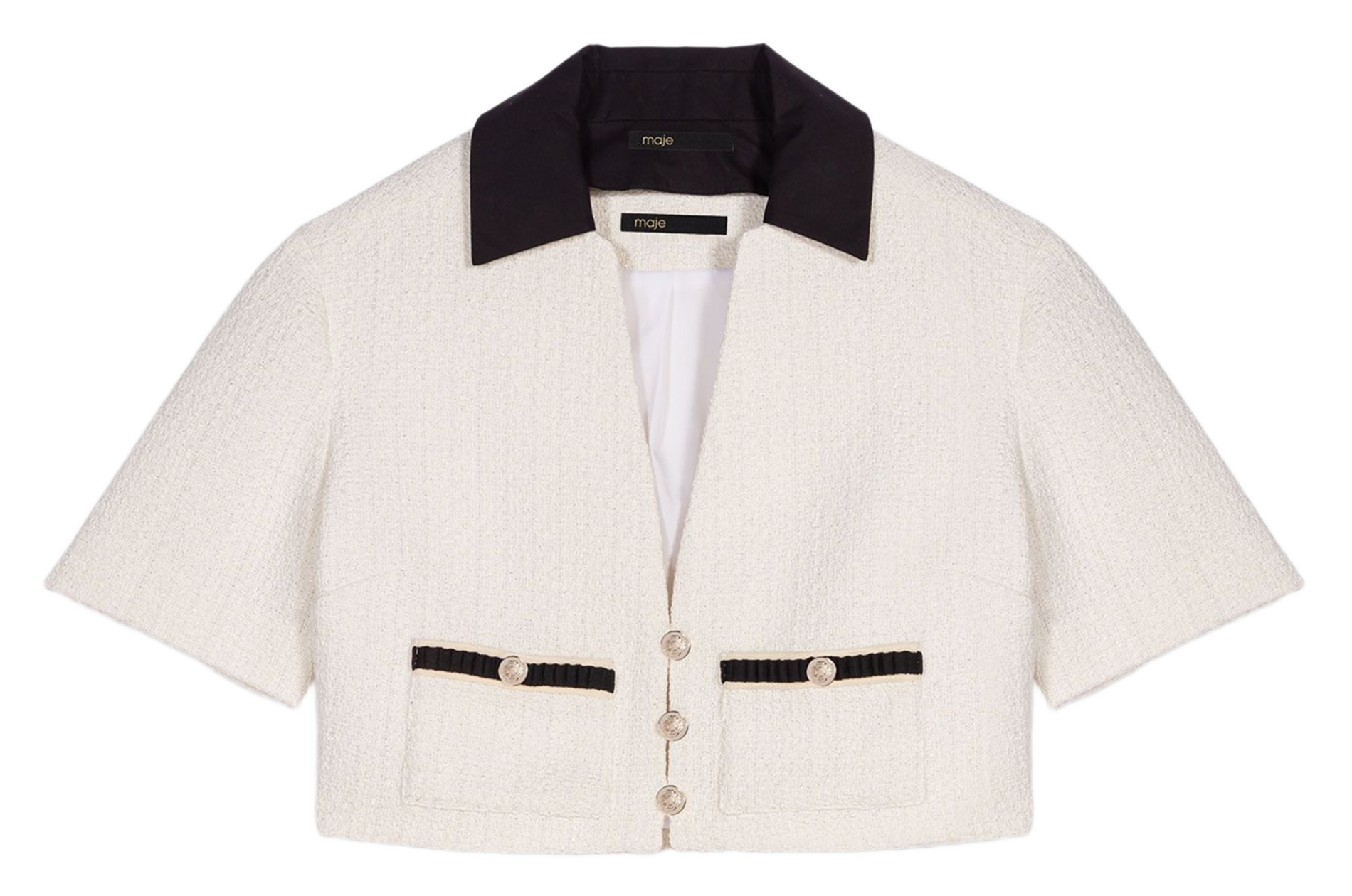 Square-neck cotton-blend short dress MAJE Beige