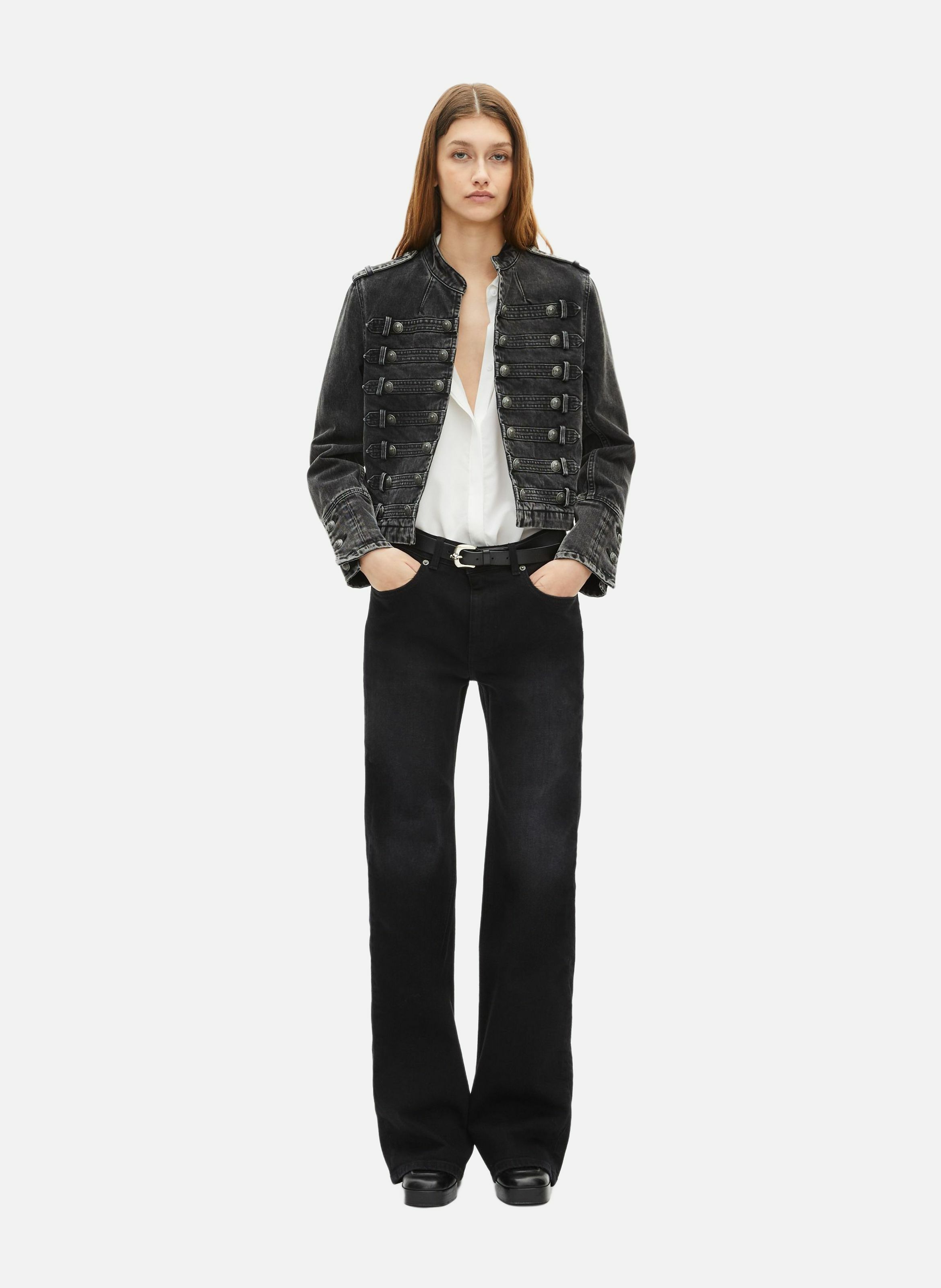 Denim officer-style jacket THE KOOPLES Black