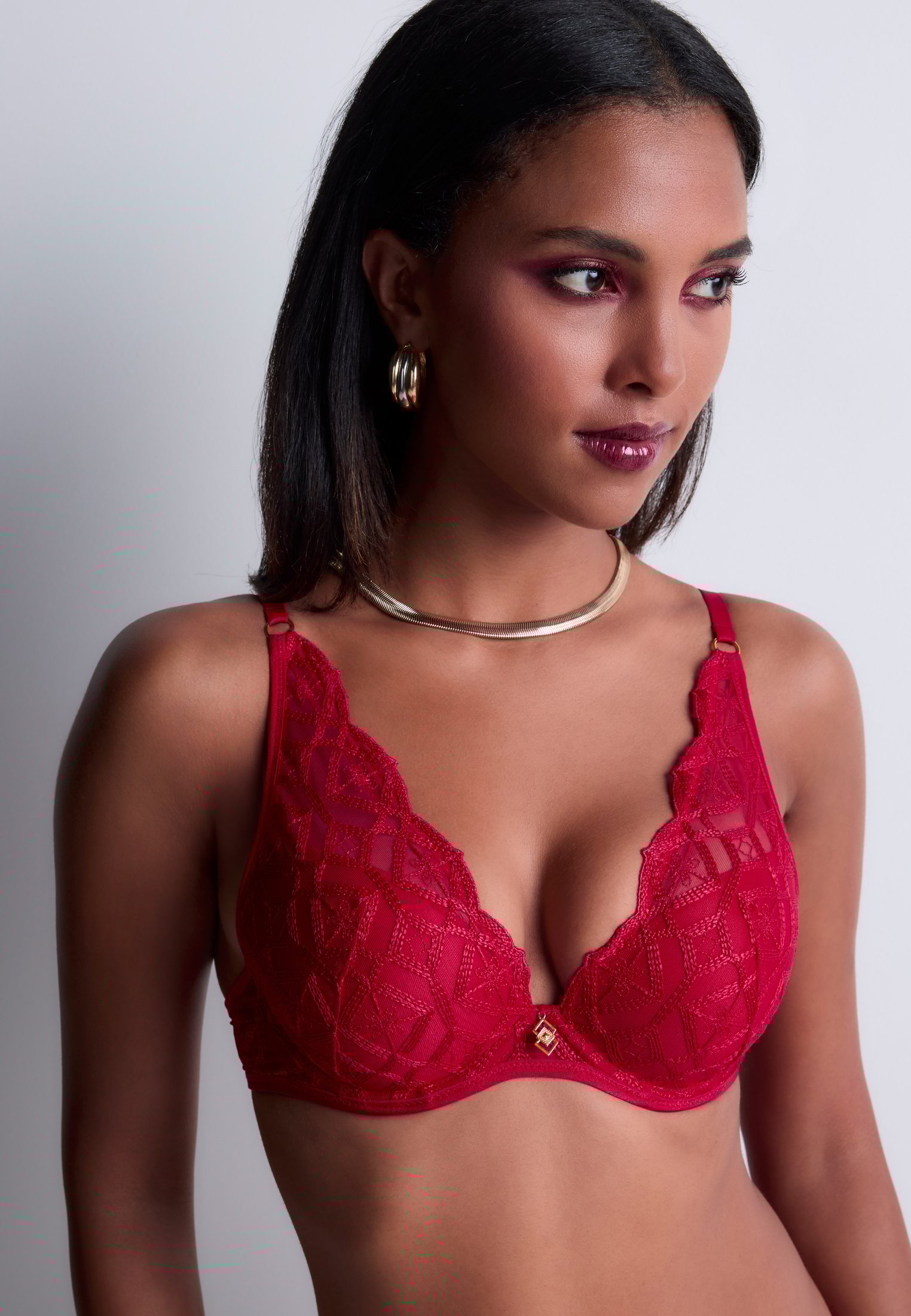 A Fleur De Toi scarf-style plunge bra AUBADE Red